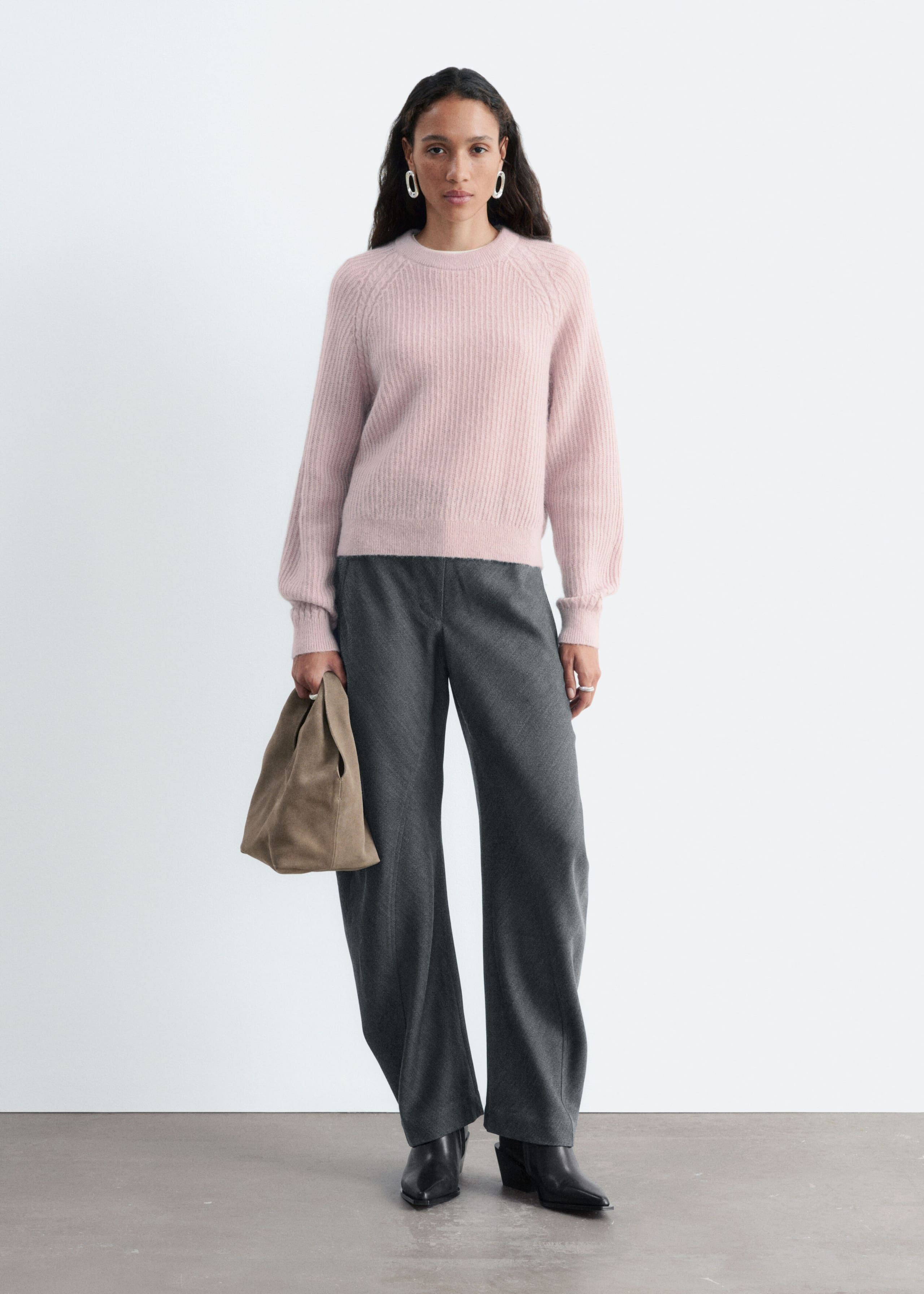 Pull en mohair mélangé - Rose poudré - Lookbook
