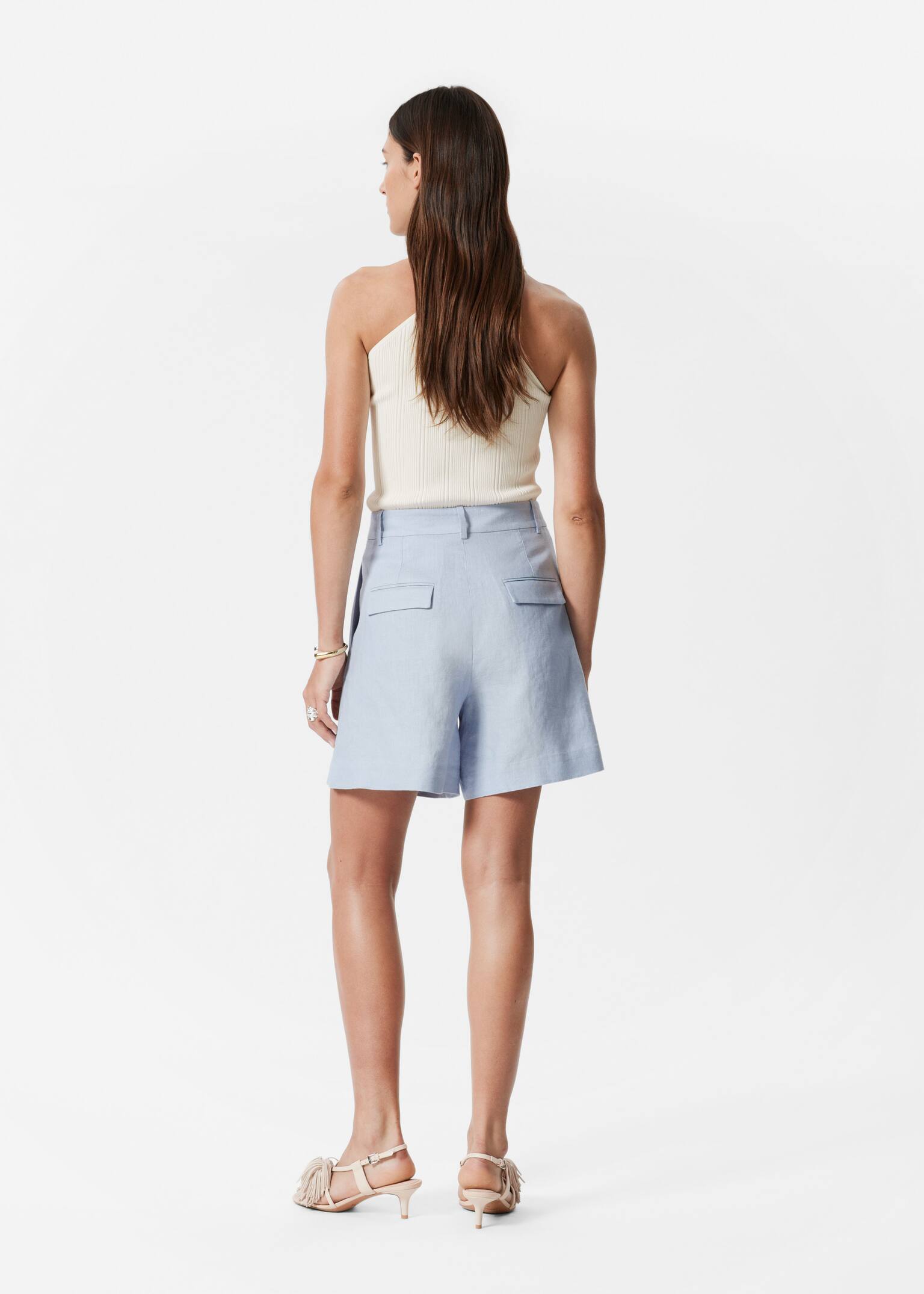 Short en lin - Bleu clair/Vert kaki - 3