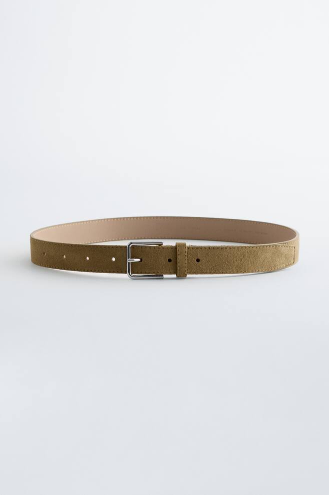 Læderbælte - Mørk beige/Sort - 1
