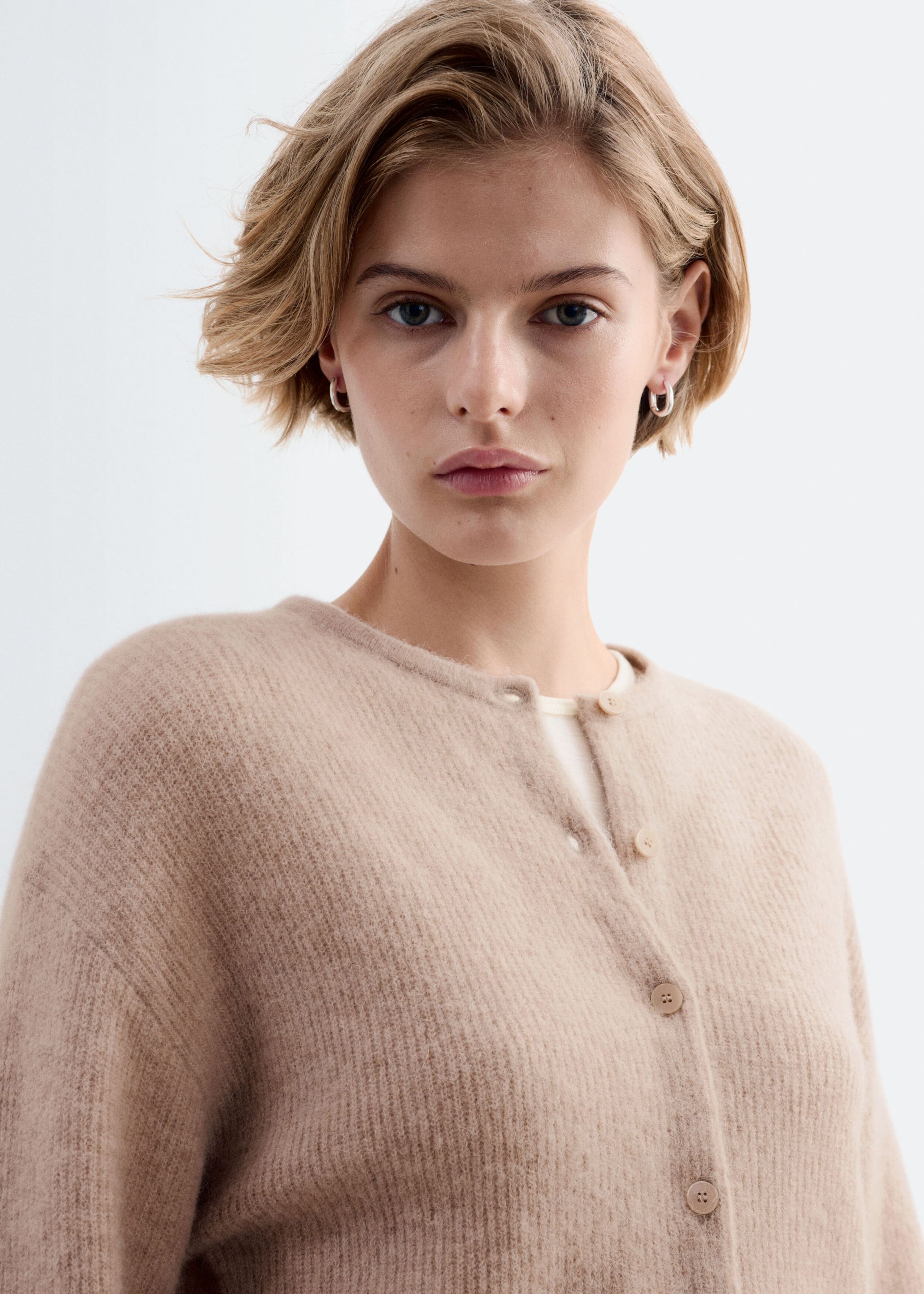 Alpaca-Blend Knitted Cardigan - Beige - Lookbook