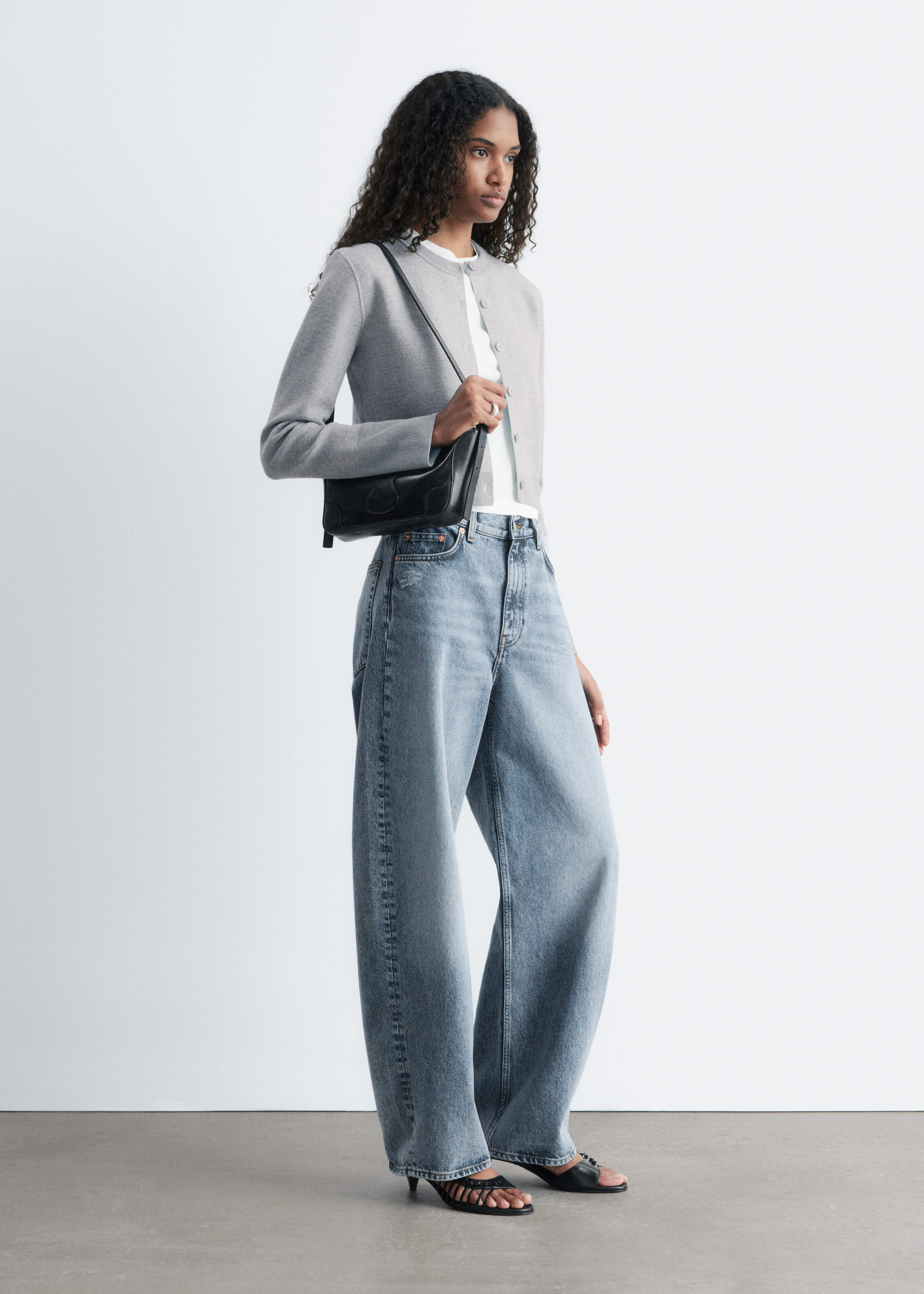Cropped Reversible Cardigan - Grey/Turquoise - & Other Stories US