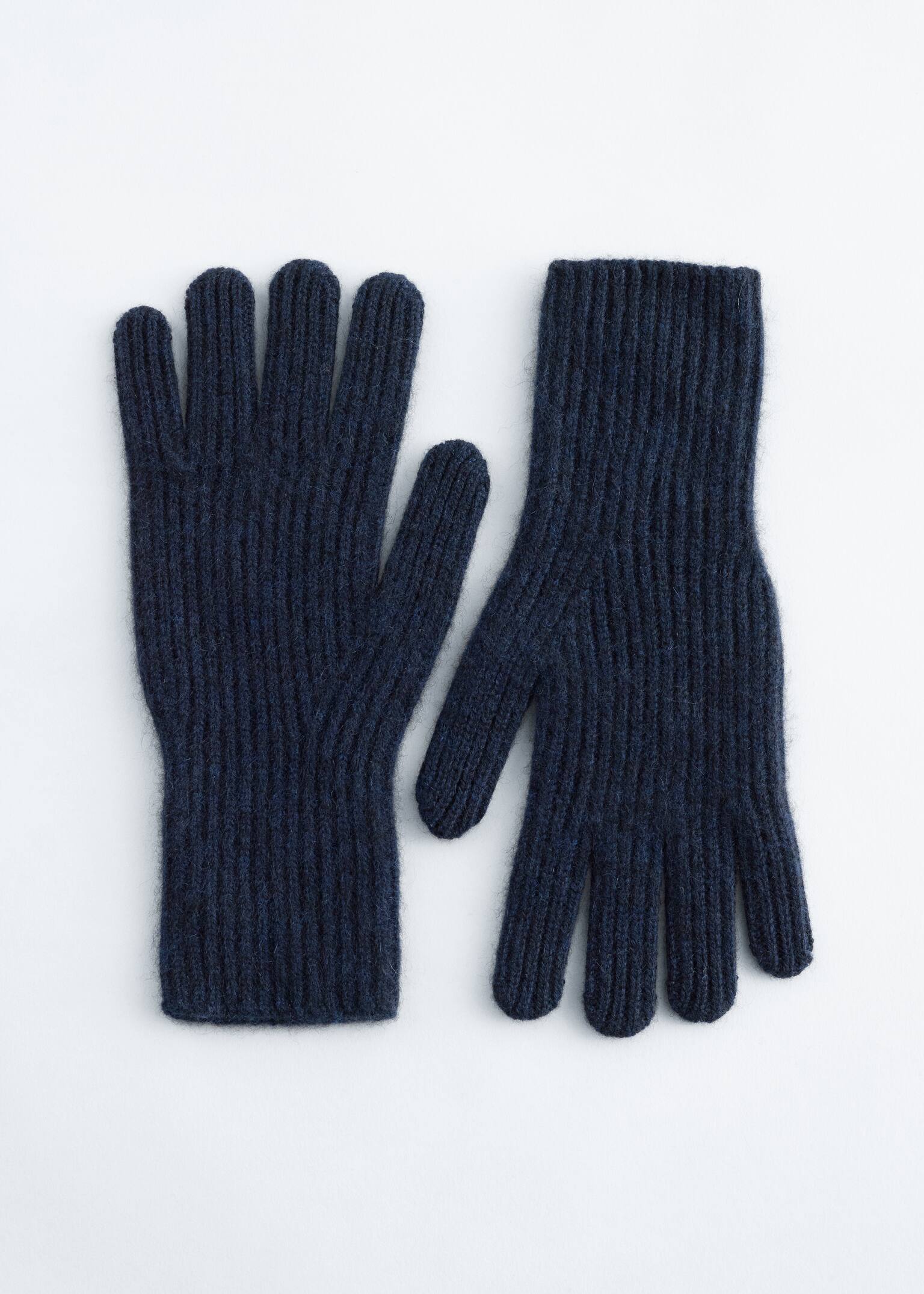 Rippstrickhandschuhe aus Kaschmir - Navyblau/Schwarz