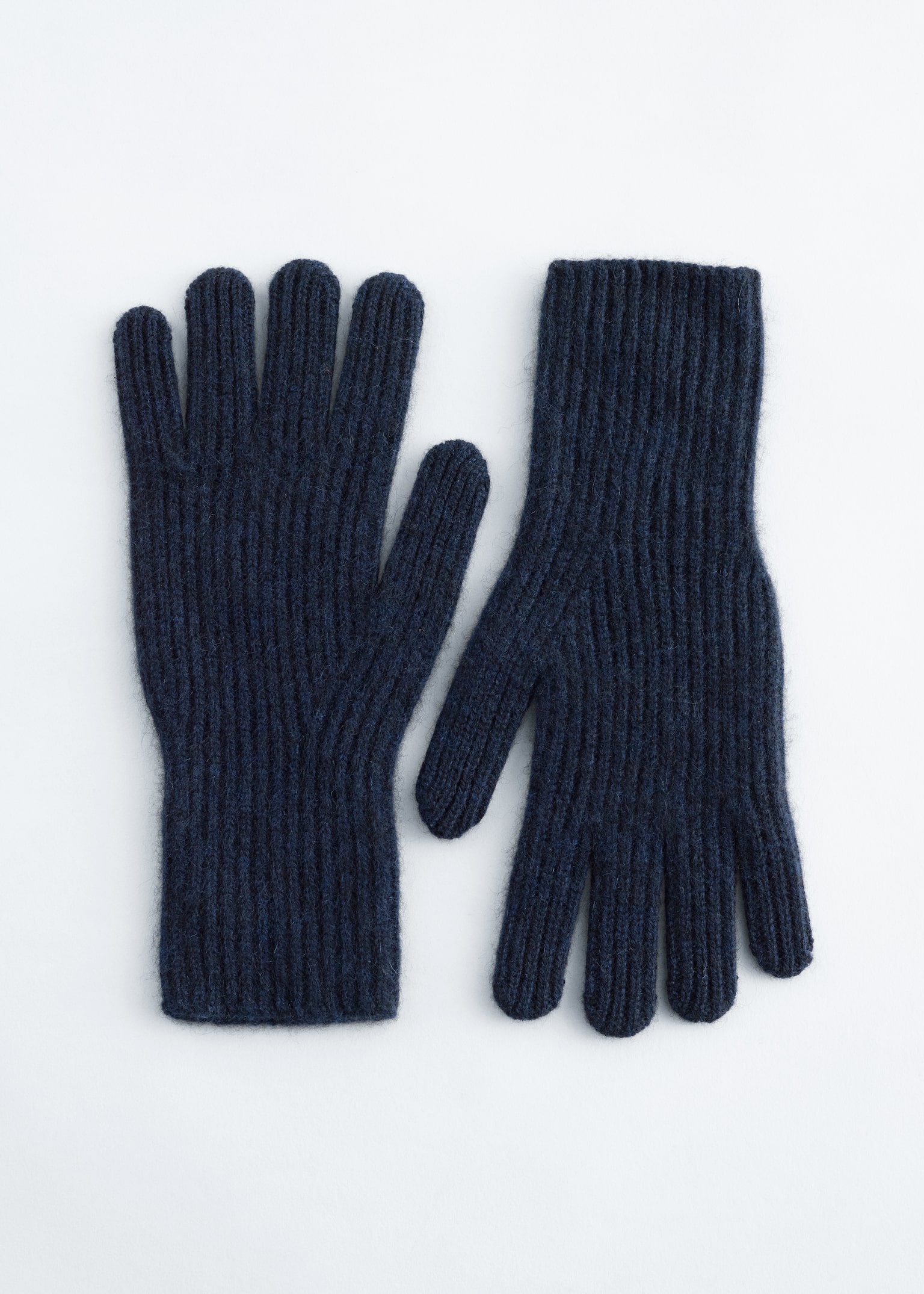 Ribbed Cashmere Gloves - Marineblauw/Zwart/Taupe/Donkerbruin
