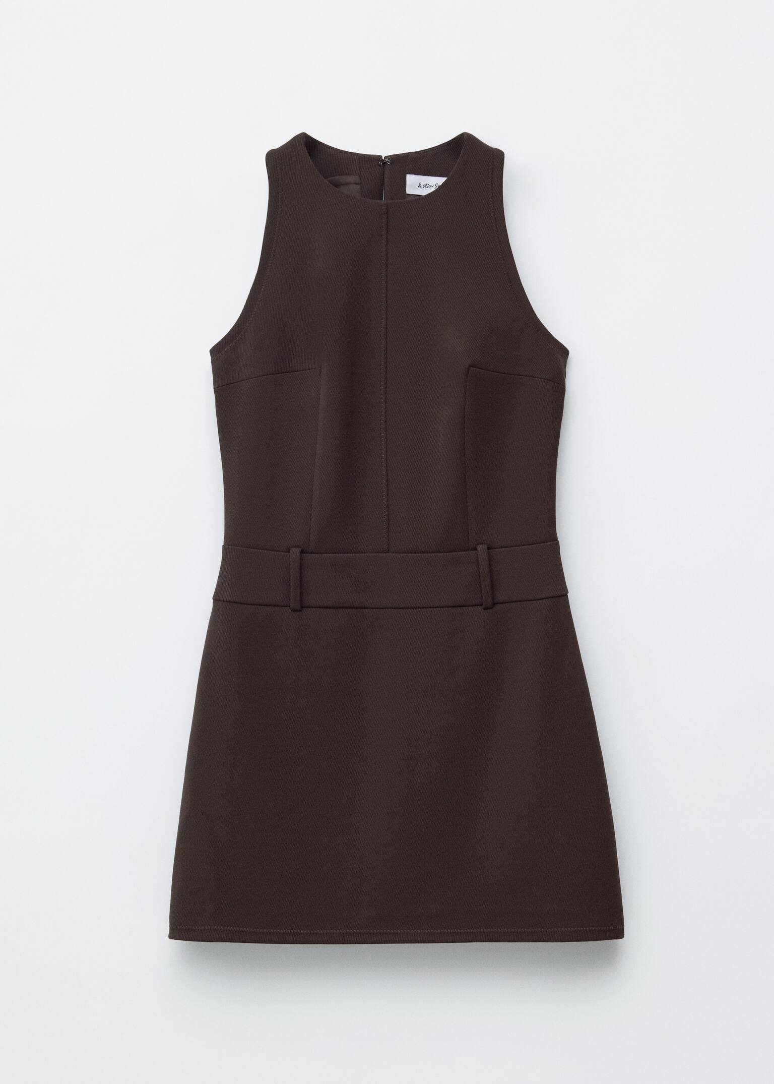 Rochie mini fără mâneci, croială A-line - Maro închis - 2