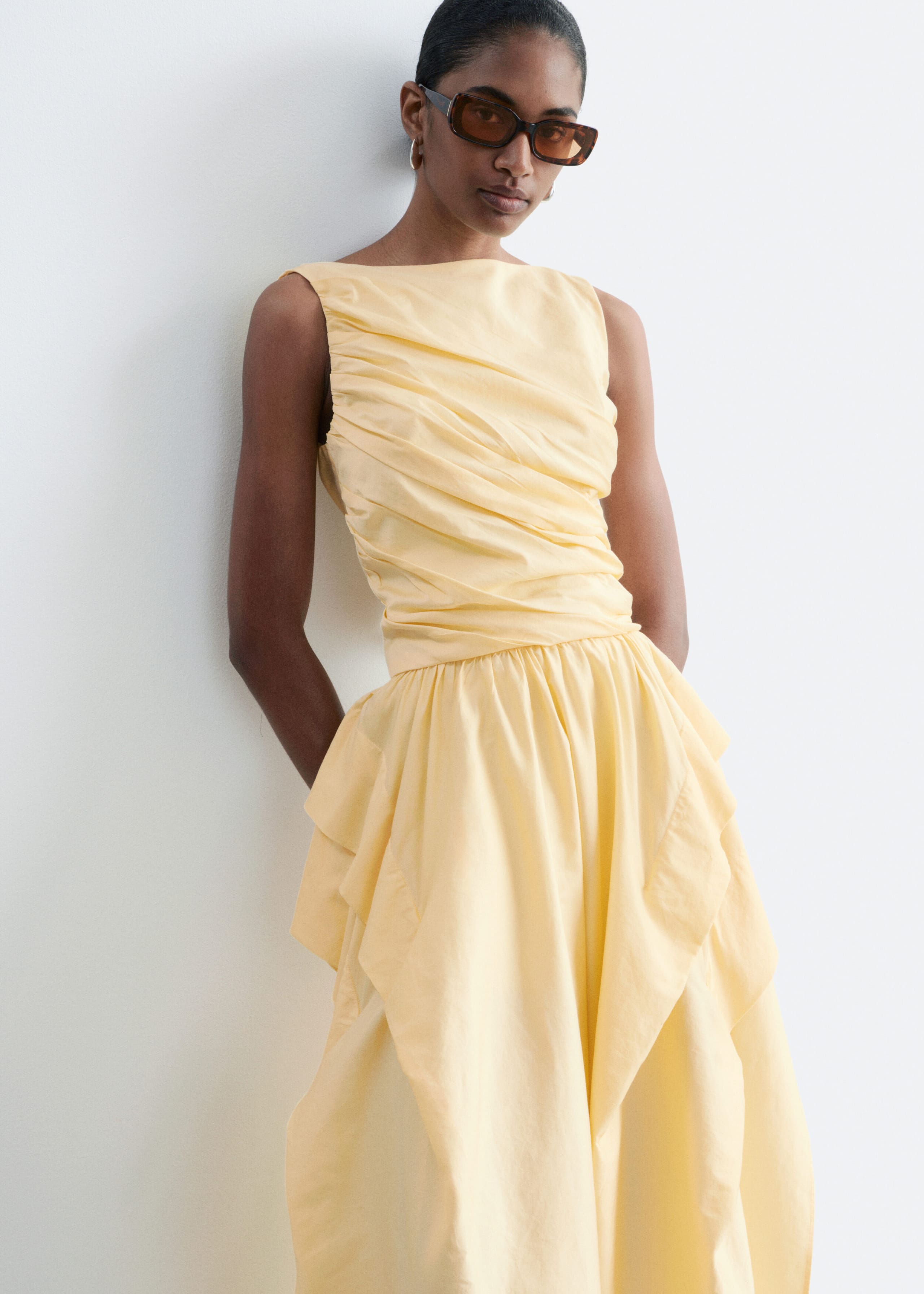 Image of Gathered Cotton Midi Skirt