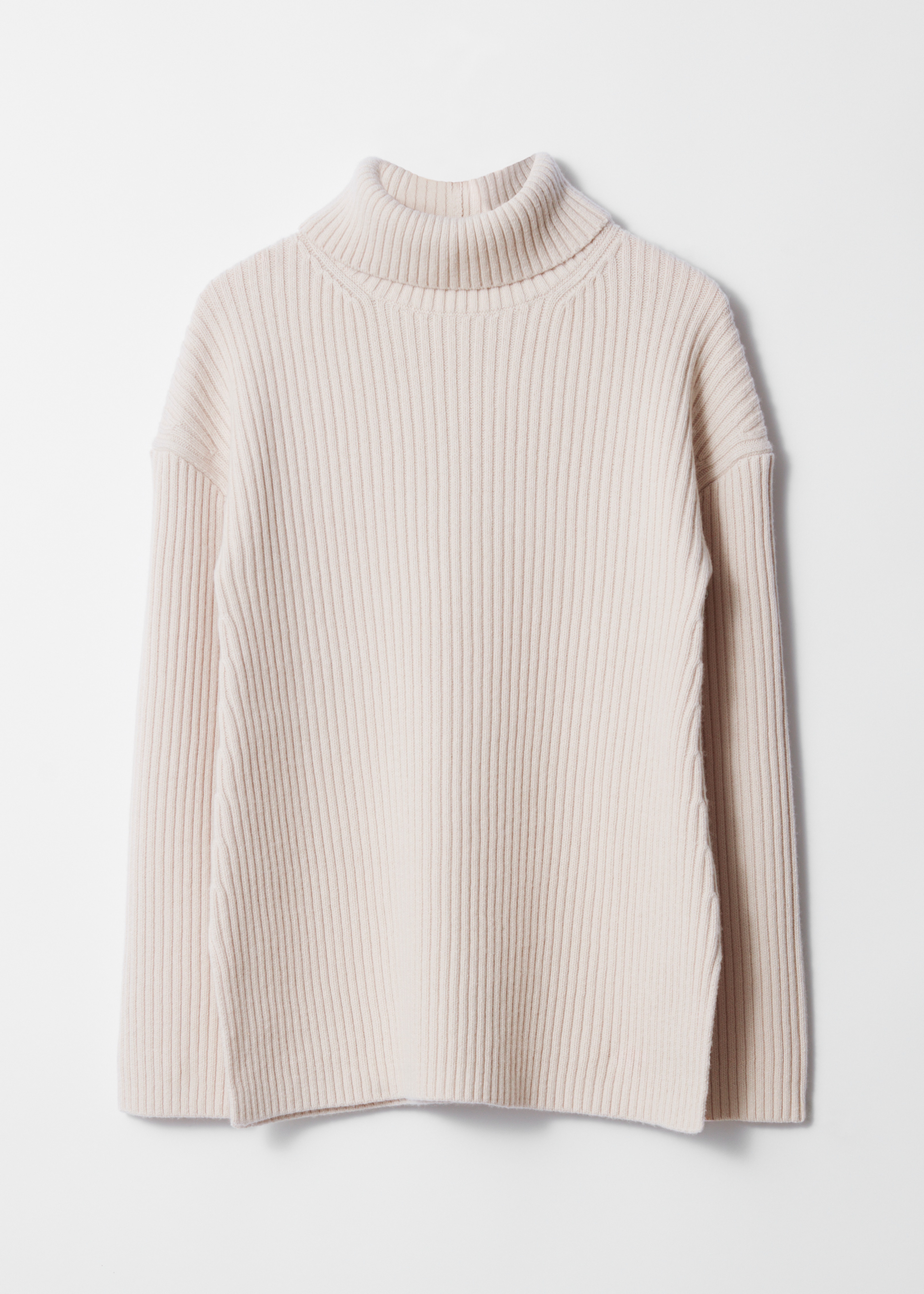 Strickpullover aus Wolle mit Rollkragen - Cremeweiß/Braun