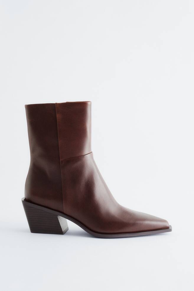 Sleek Leather Cowboy Boots - Brown/Black - 1