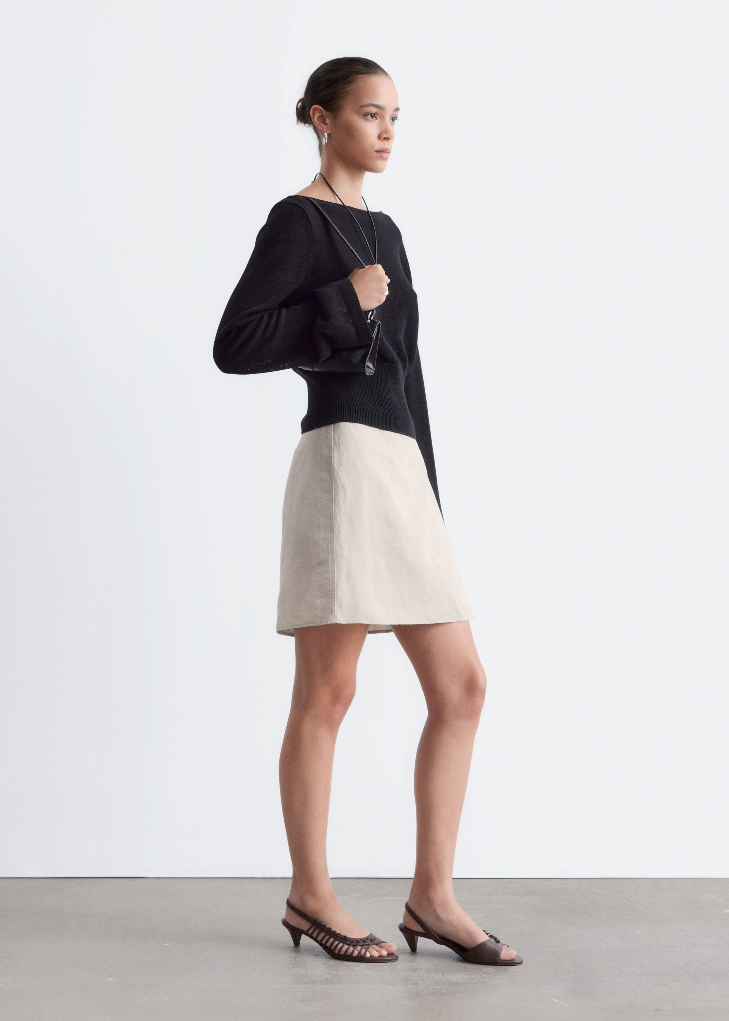 Rolled Edge Boat-Neck Top - Yellow - Lookbook
