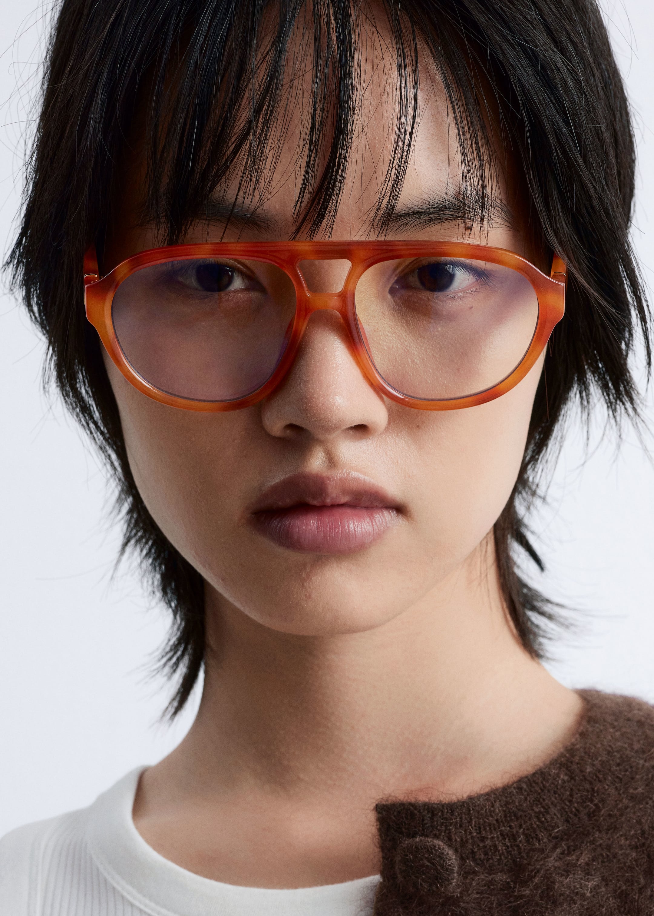 View larger image: Aviator-Frame Sunglasses - Brown/Blue Light Lens - Ladies | H&M GB 1