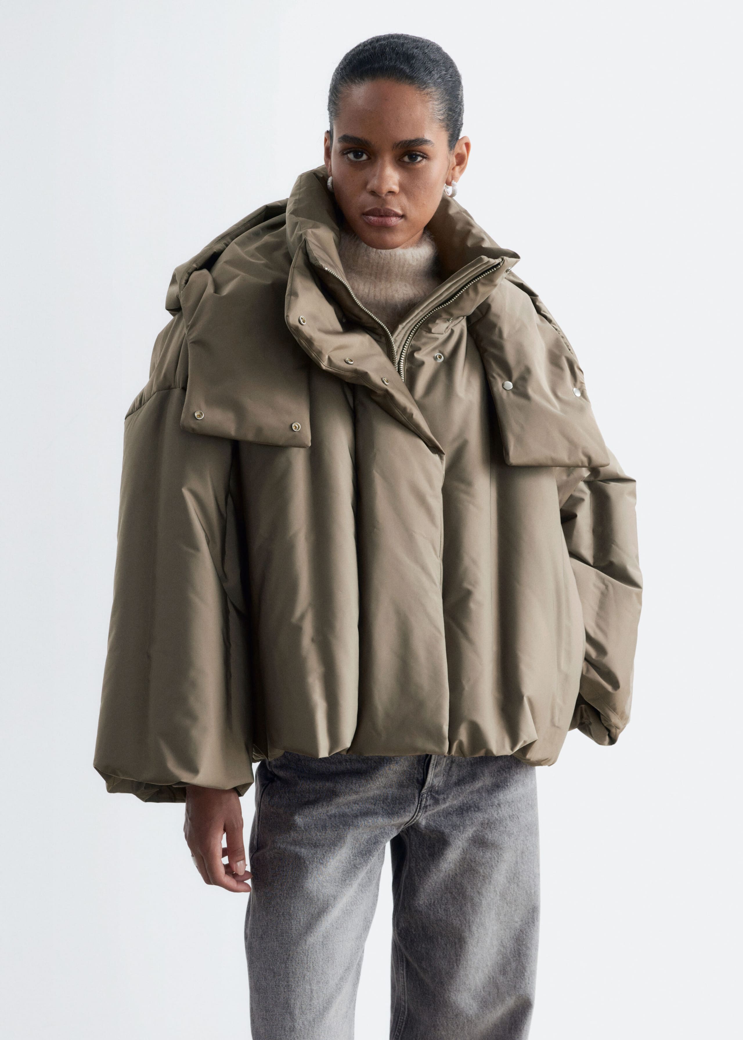 Short Padded Jacket Dark Mole