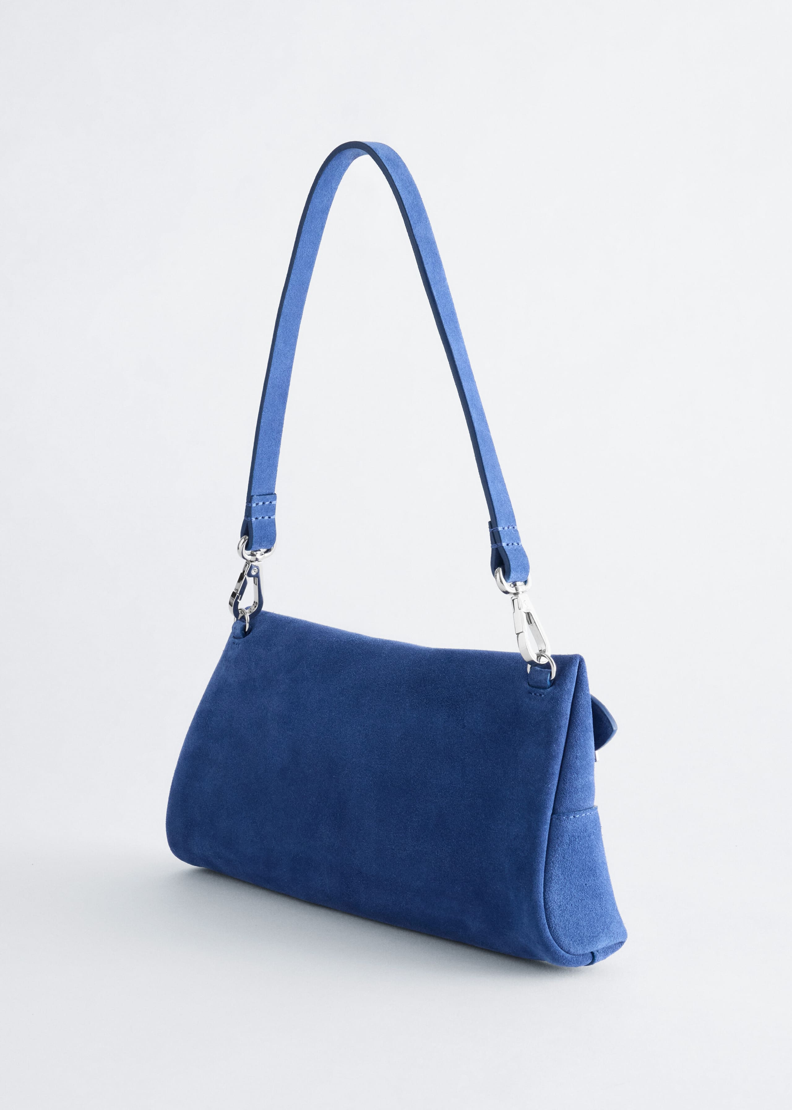 Schultertasche aus Spaltveloursleder - Blau - Stillleben