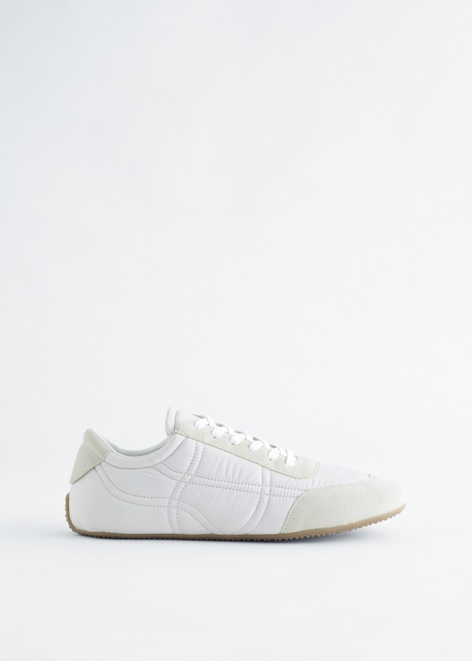 Sneaker mit Veloursleder-Details - Weiß/Beige/Schwarz/Braun