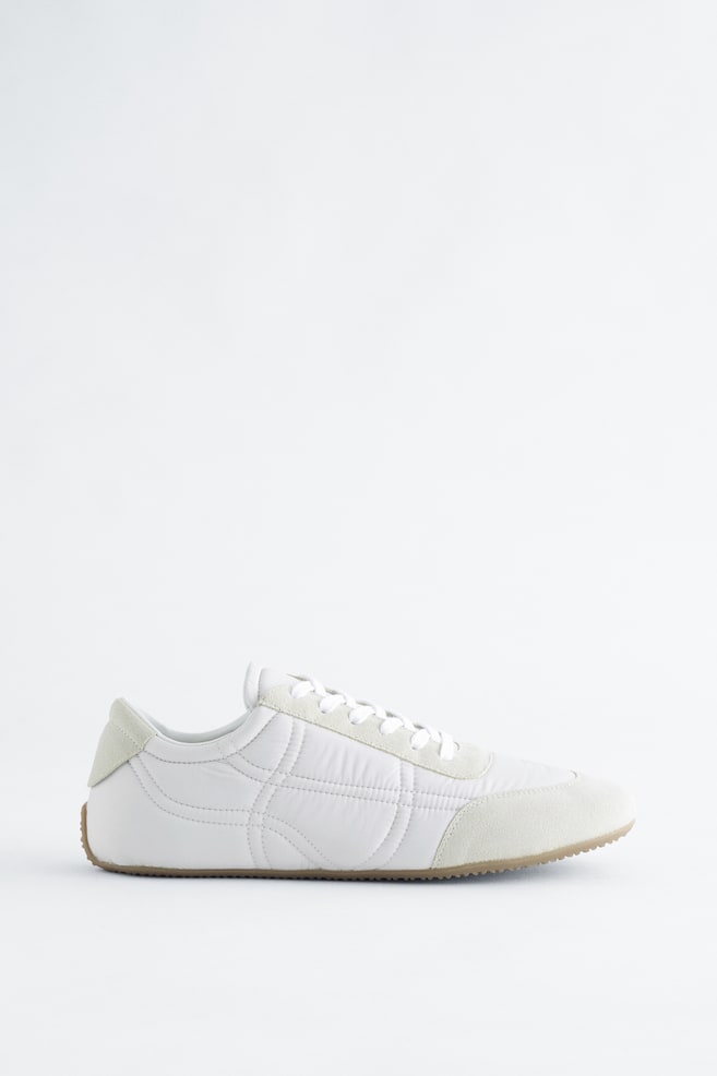 Suede-Detail Trainers - White/Beige - 1