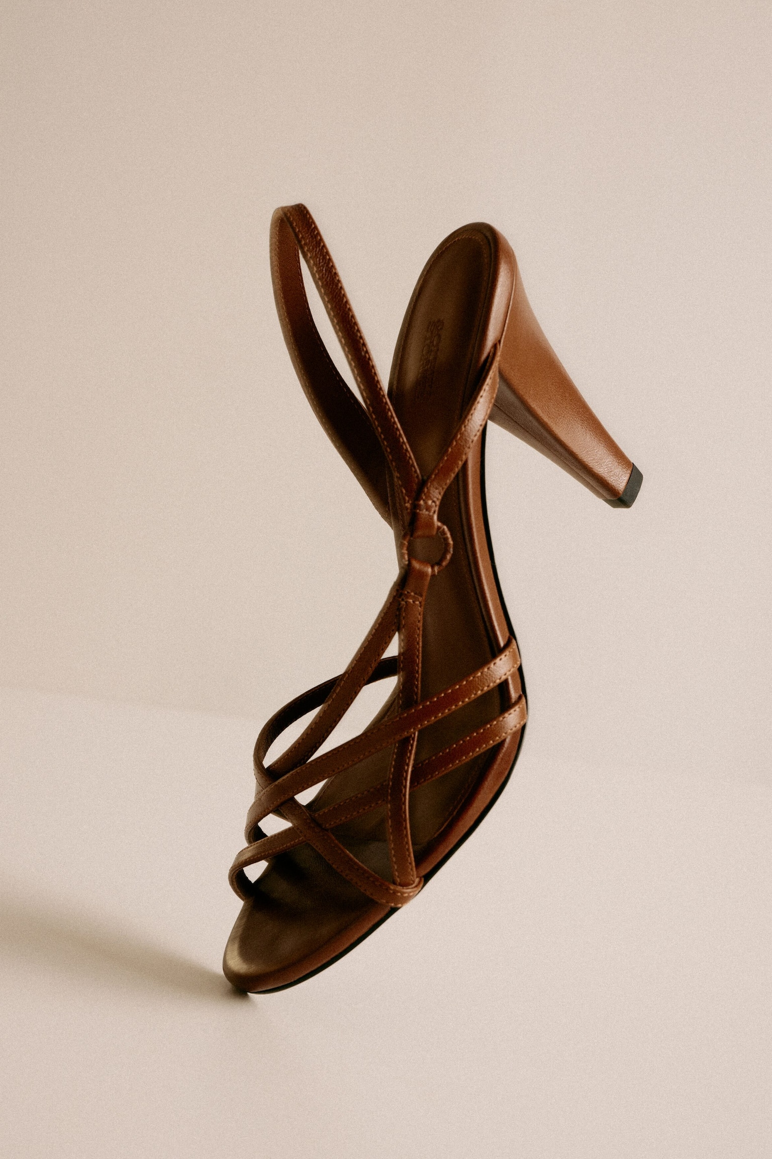 Leren sandalen met ring - Bruin/Zilver - 1