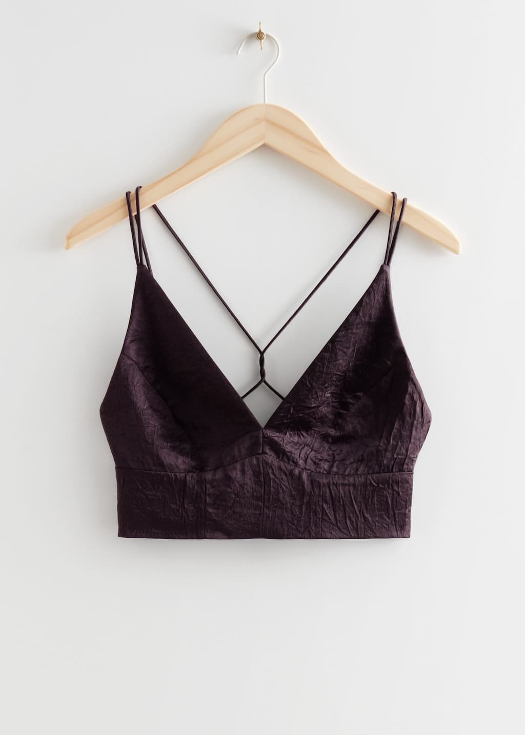 StrappyCriss-CrossCropTop - Dark Brown - Natura morta