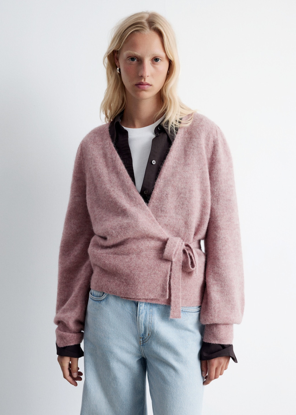 Image of Mohair-Blend Knitted Wrap Cardigan