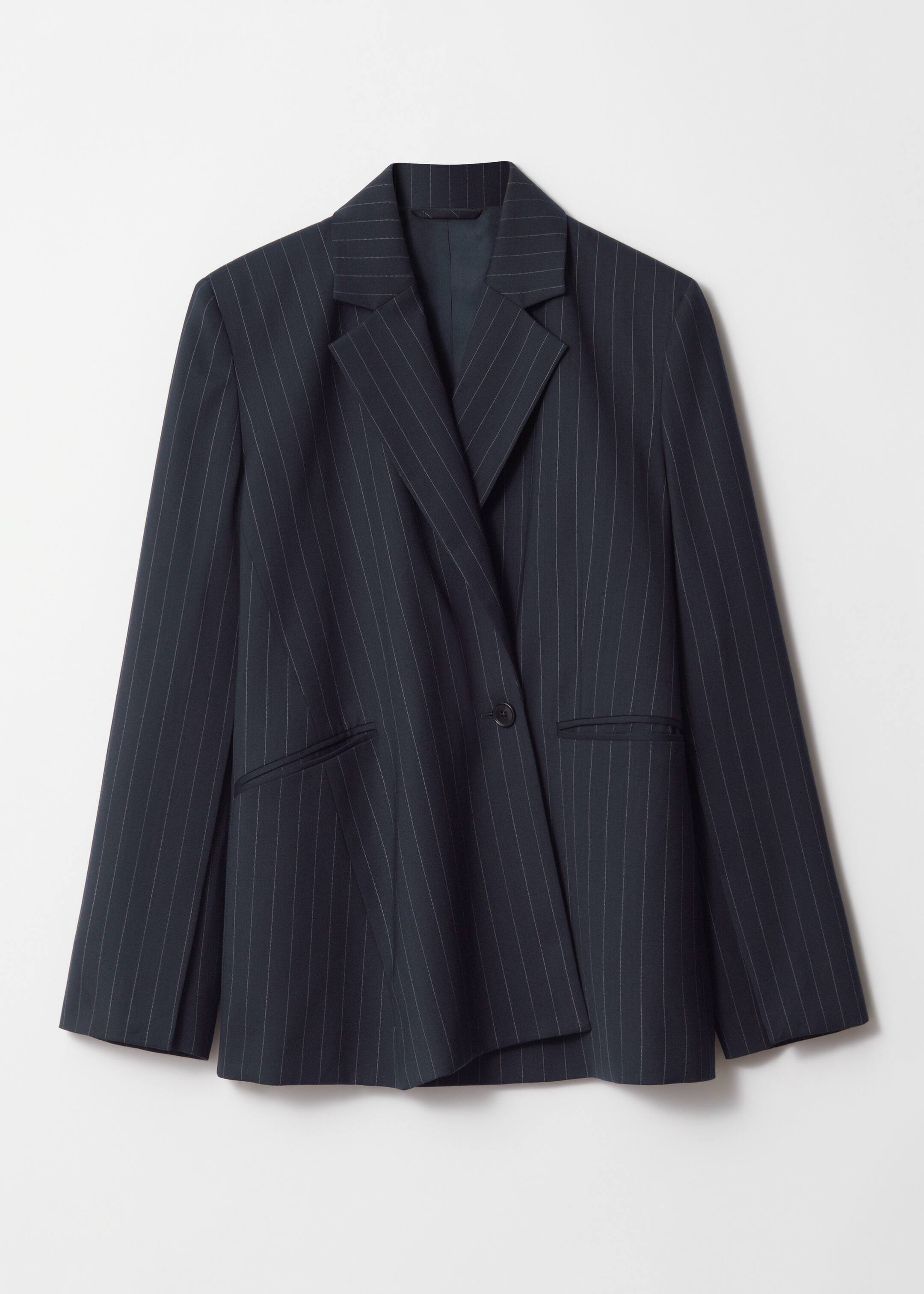 View larger image: Tailored Asymmetric Blazer - Navy Pinstripe - Ladies | H&M GB 1