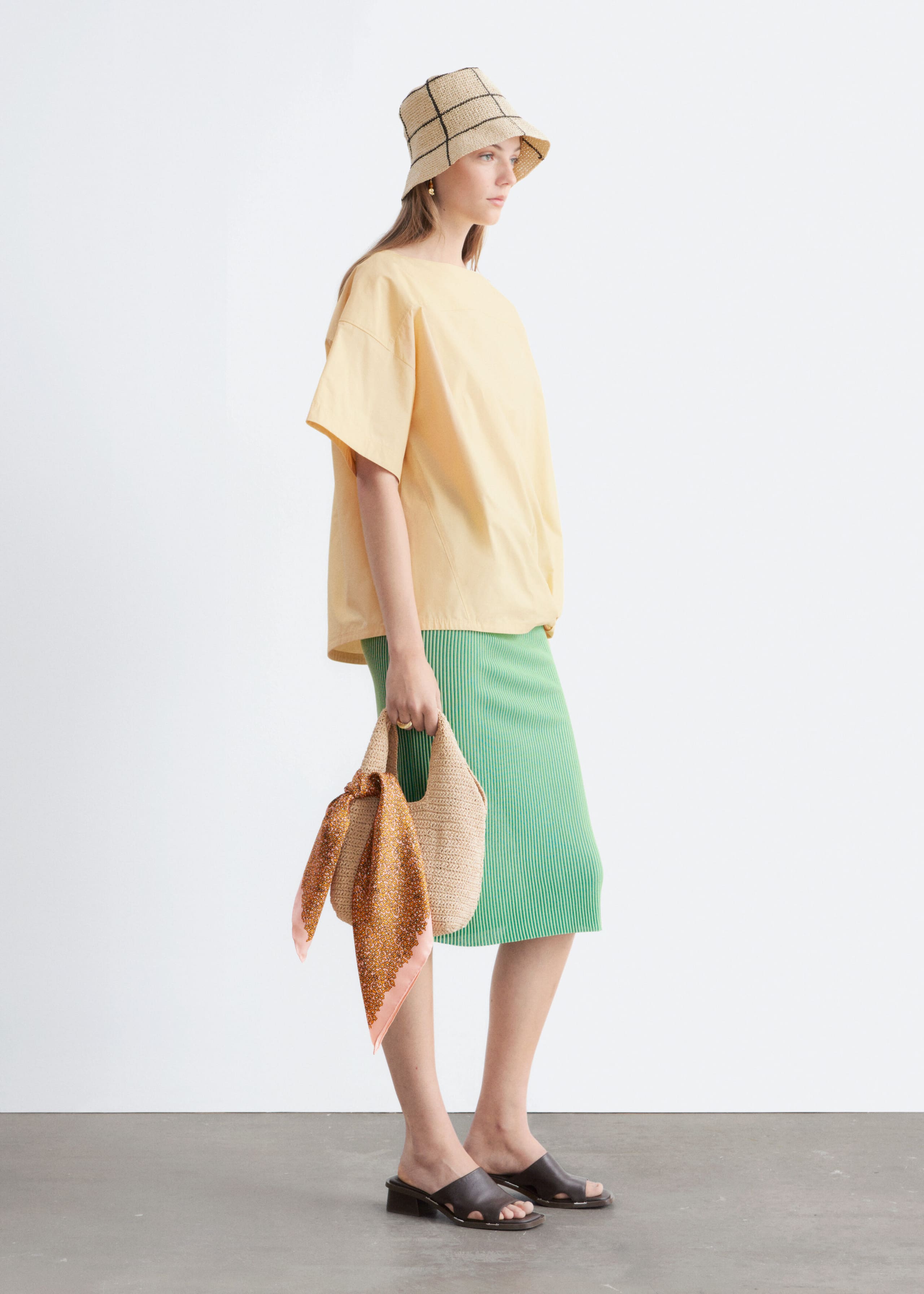 Tie-Hem Cotton Top - Light Beige - Lookbook
