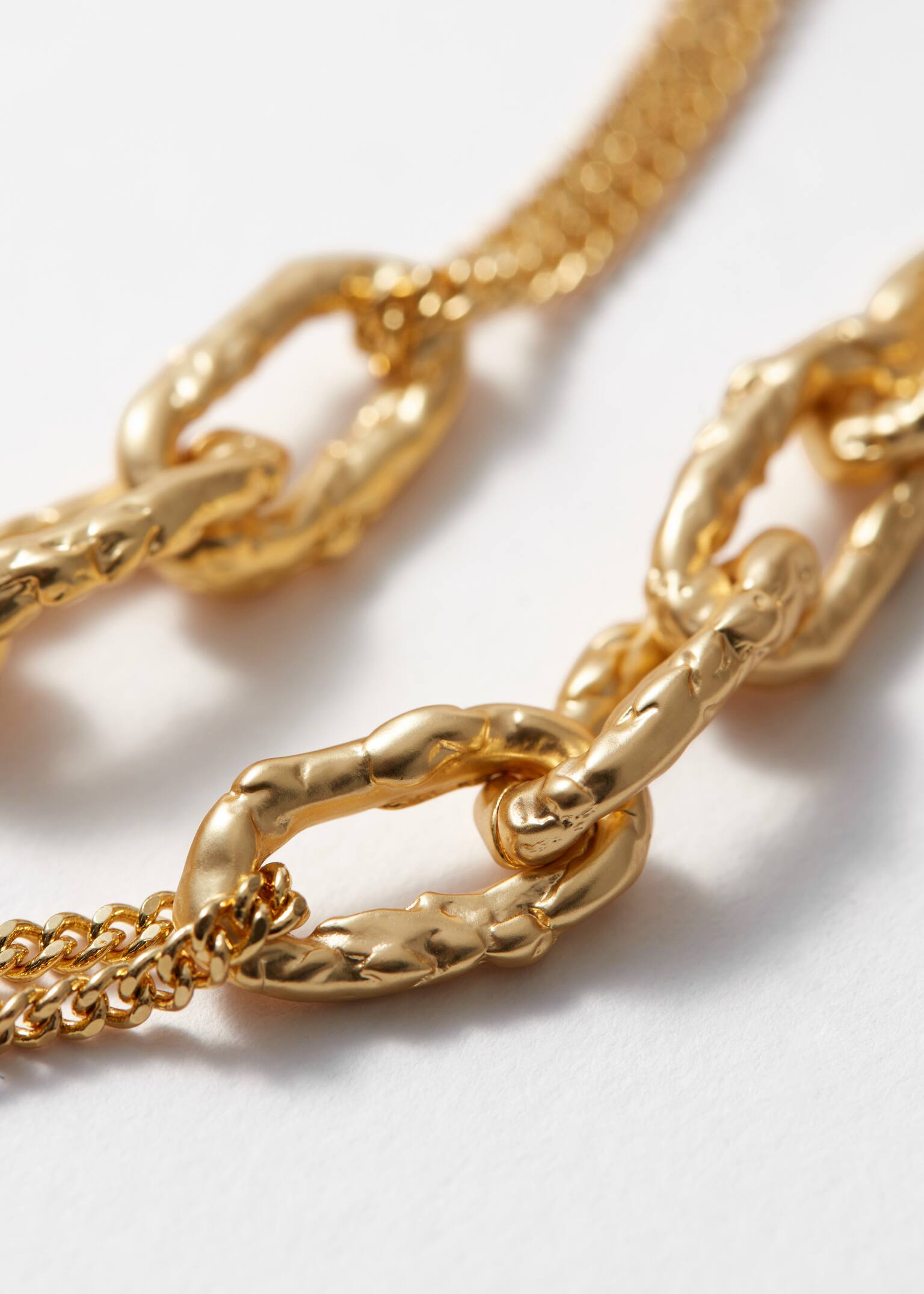 Colier cu Verigi Sculptate și Groase - Aur - 4