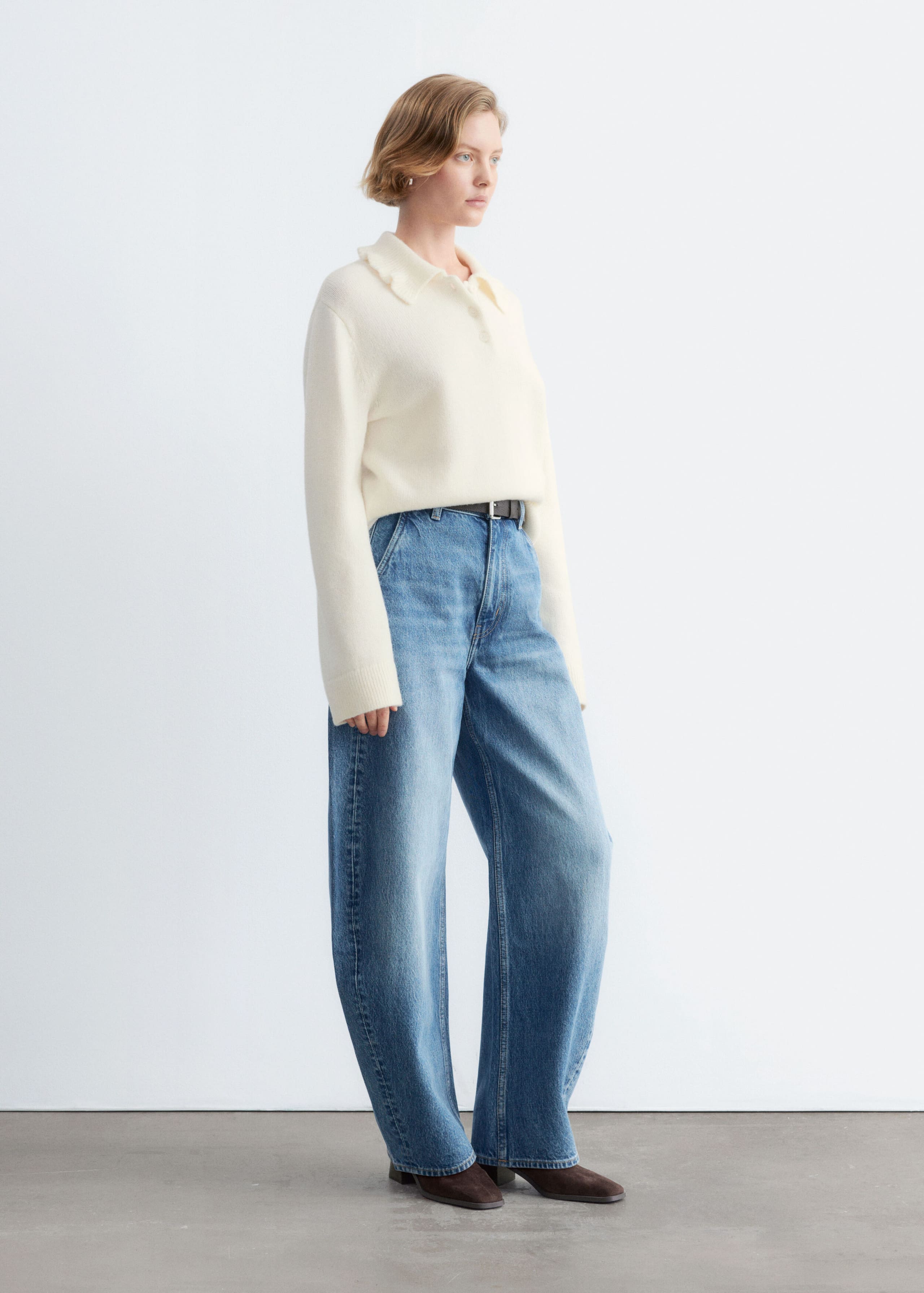 Pullover mit Rüschenkragen - Cremeweiß - Lookbook