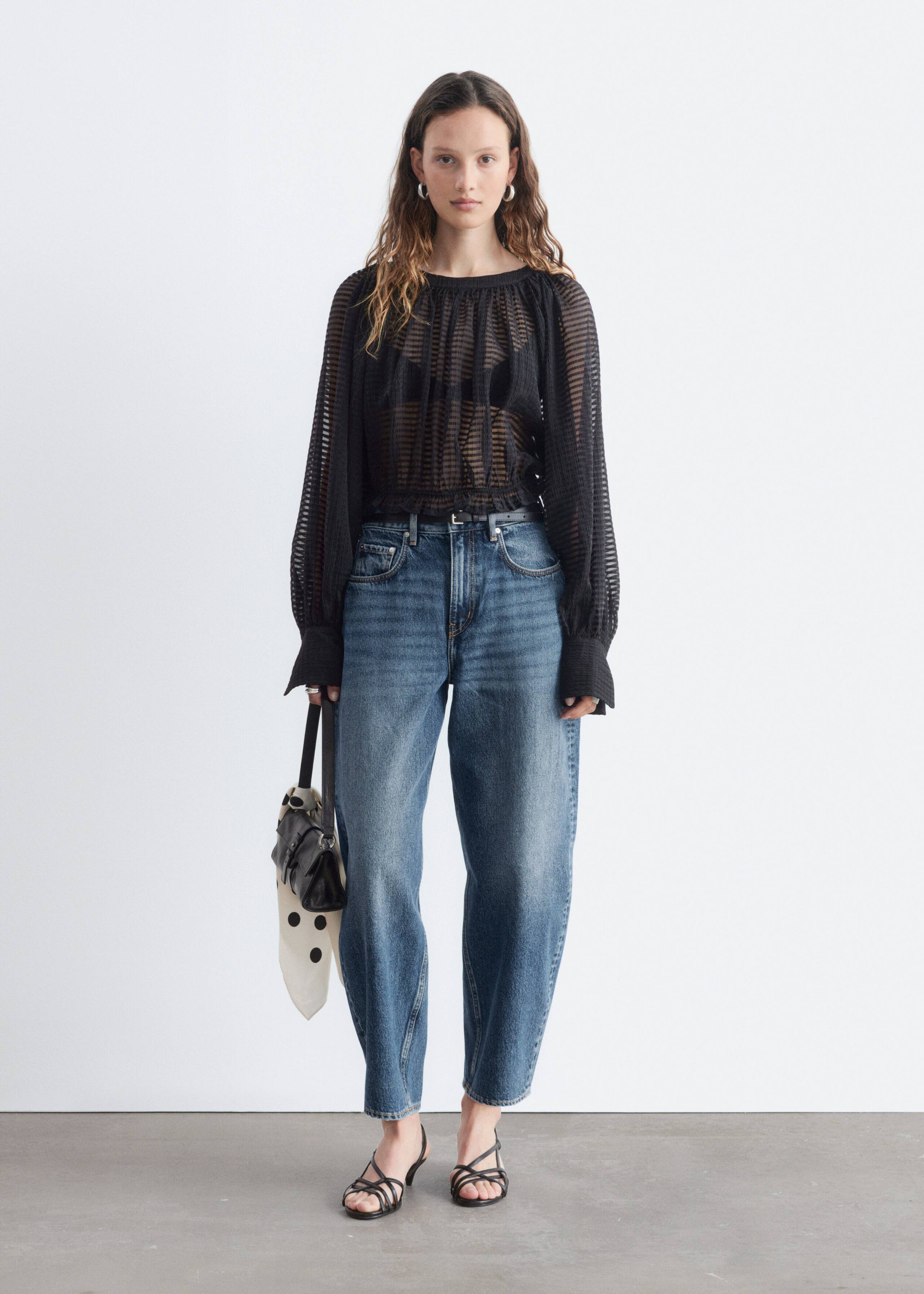 Gathered Crepe Blouse - Black - Lookbook