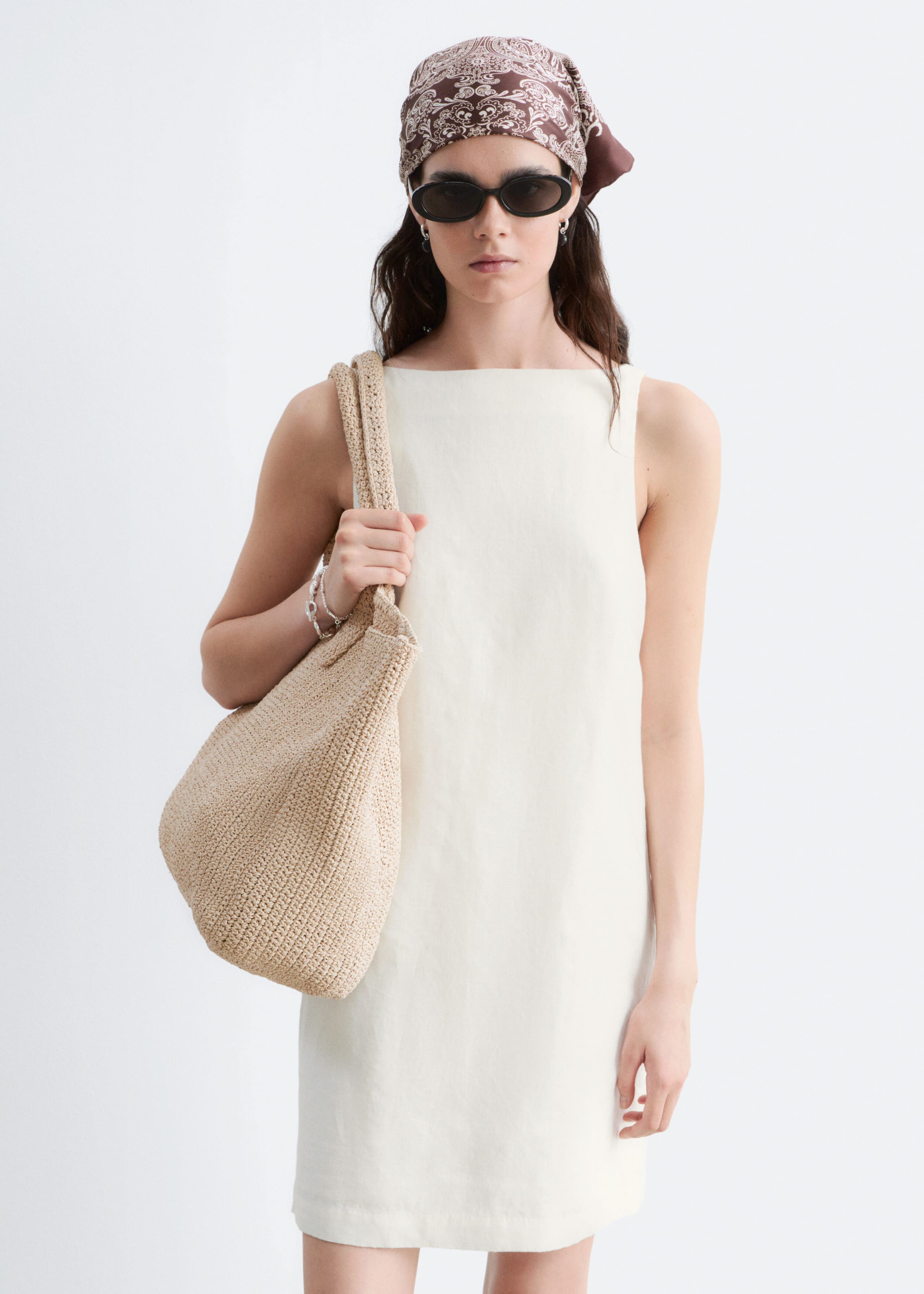 Robe courte en lin - Blanc - Lookbook