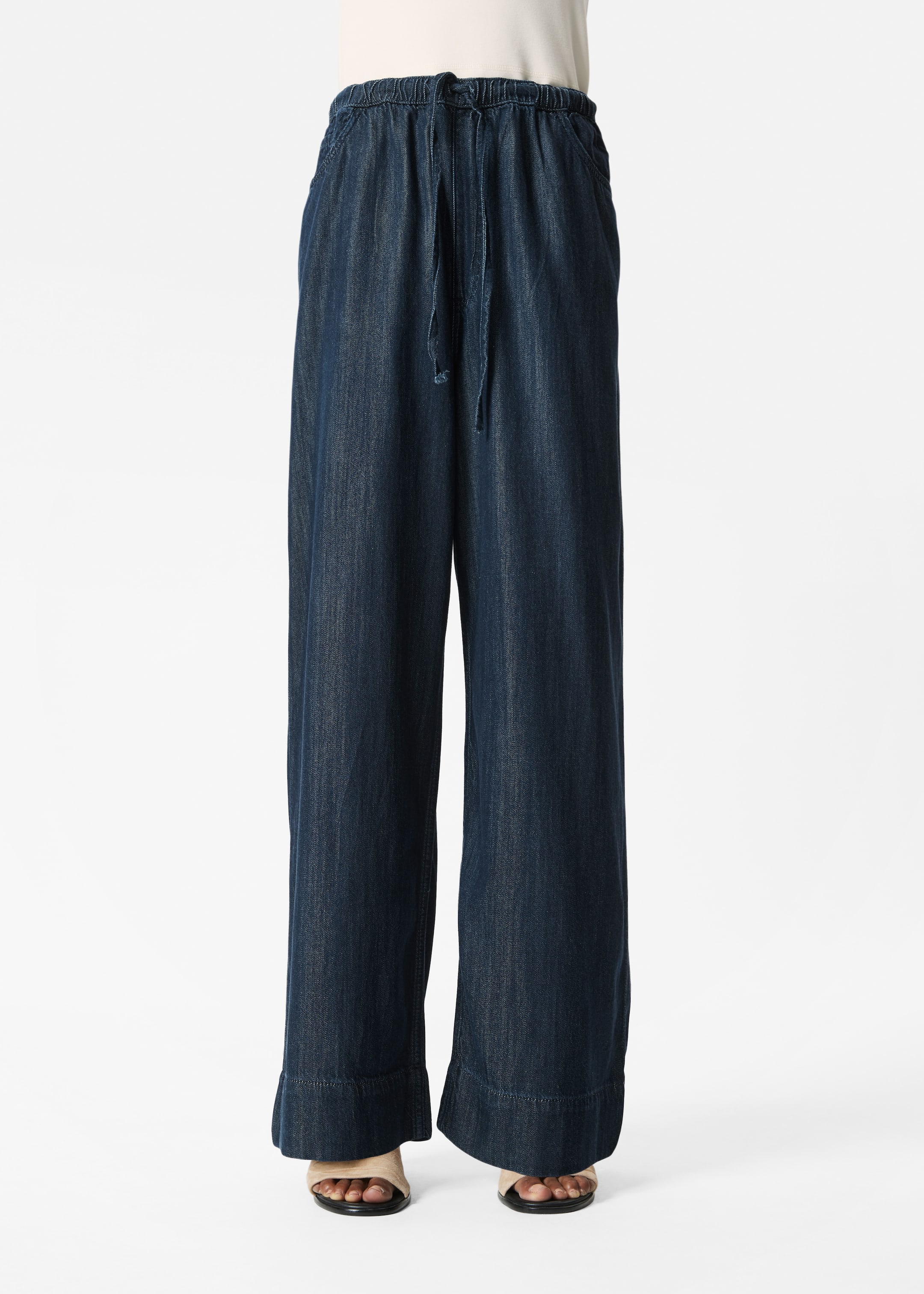 Visa större bild: Jeans med vida ben och dragsko - Mörkblå - DAM | H&M SE 2