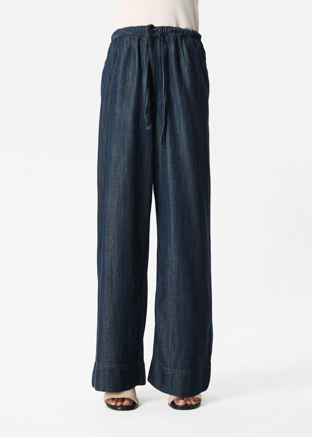 Image of Wide-Leg Drawstring Jeans