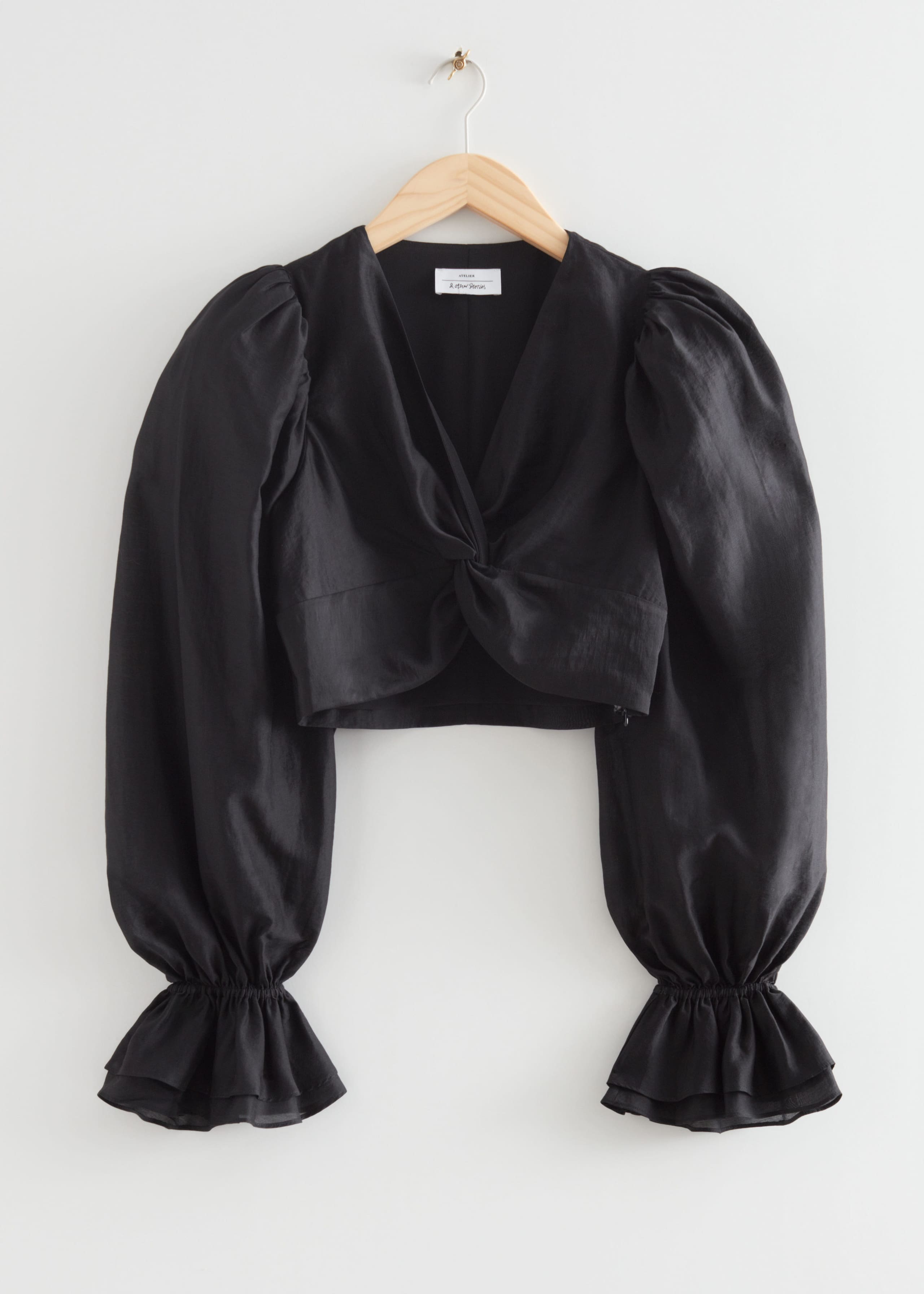 TwistedFrontPuffSleeveTop - Black - Natura morta