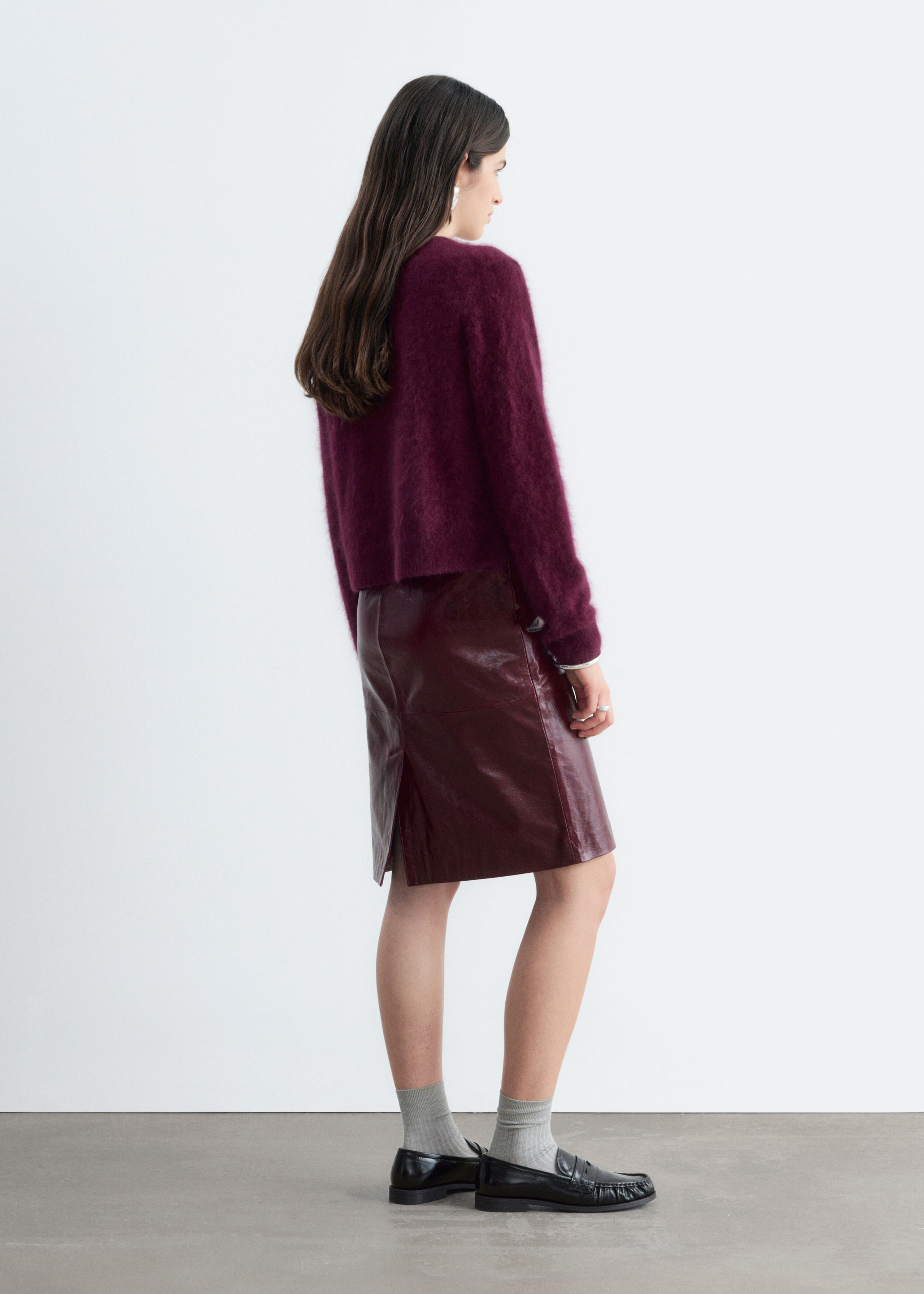 Brushed Cashmere Cardigan - Dark Red - Still Life