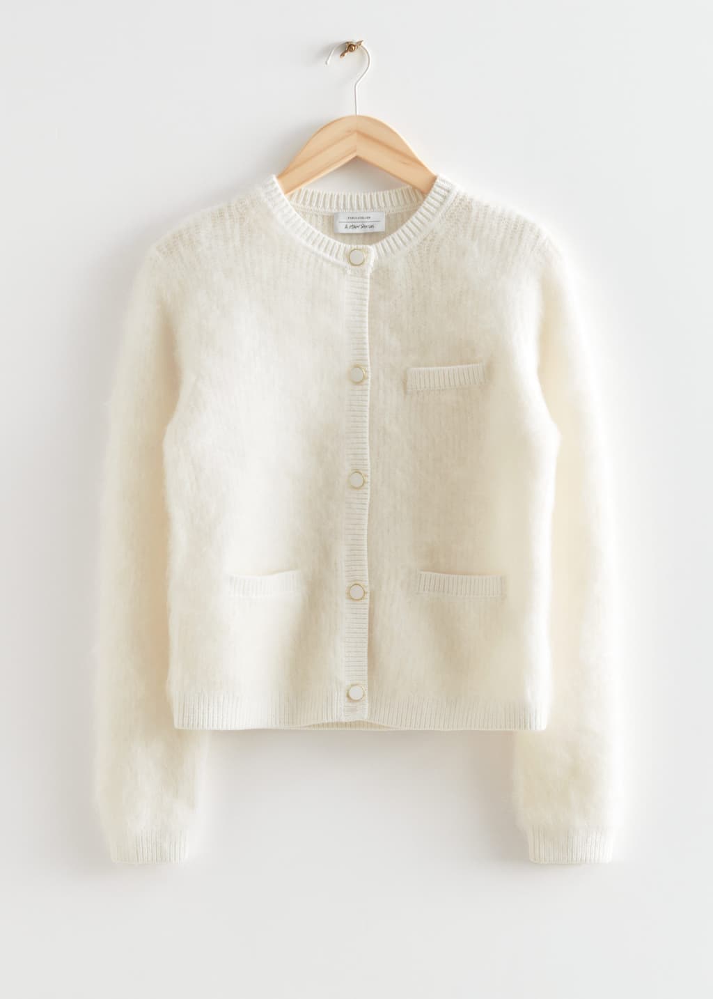 Relaxed Fluffy Knit Cardigan - White - Still Life
