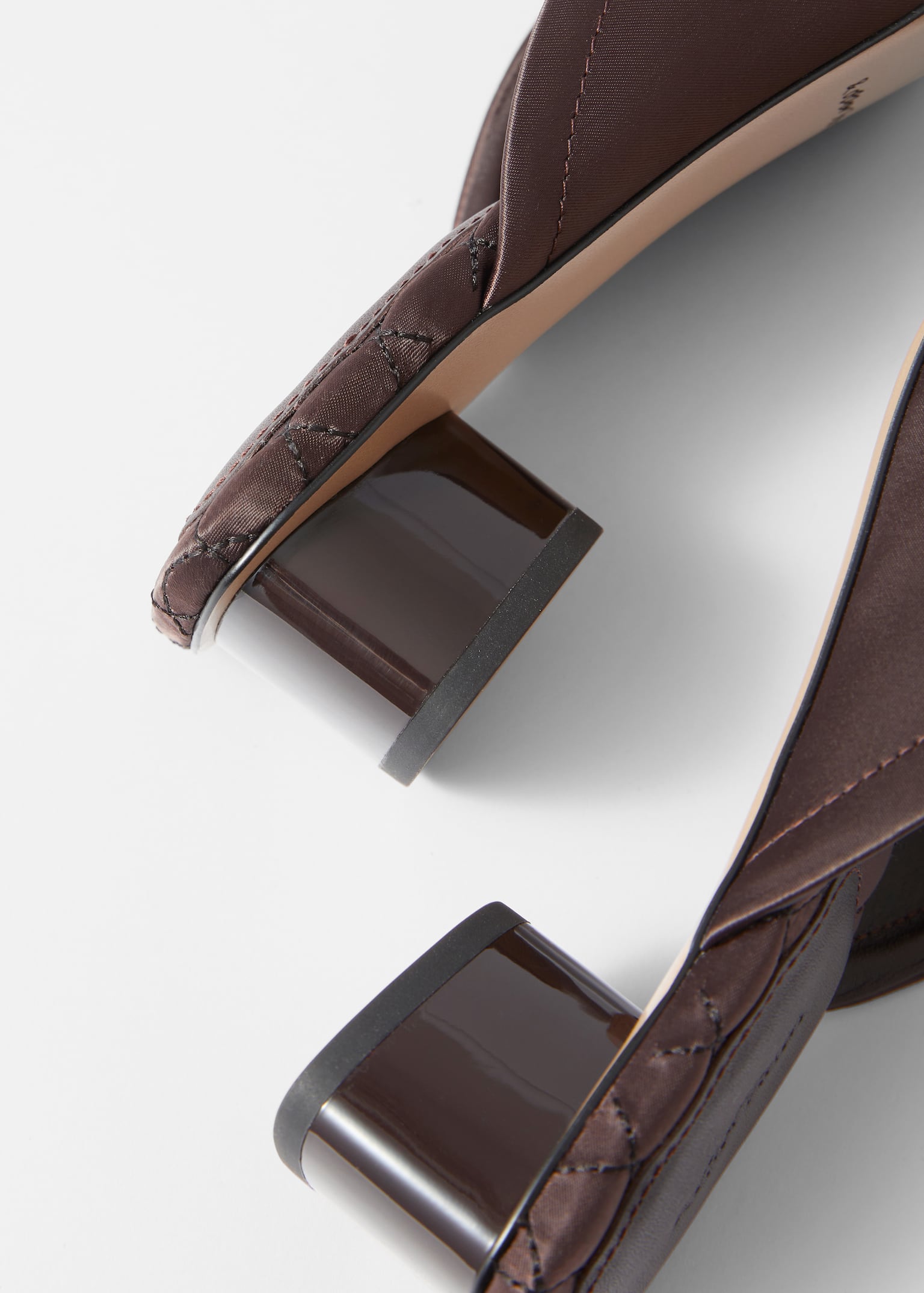 Mules de satén de punteras cuadradas - Marrón/Rojo rubí - 3