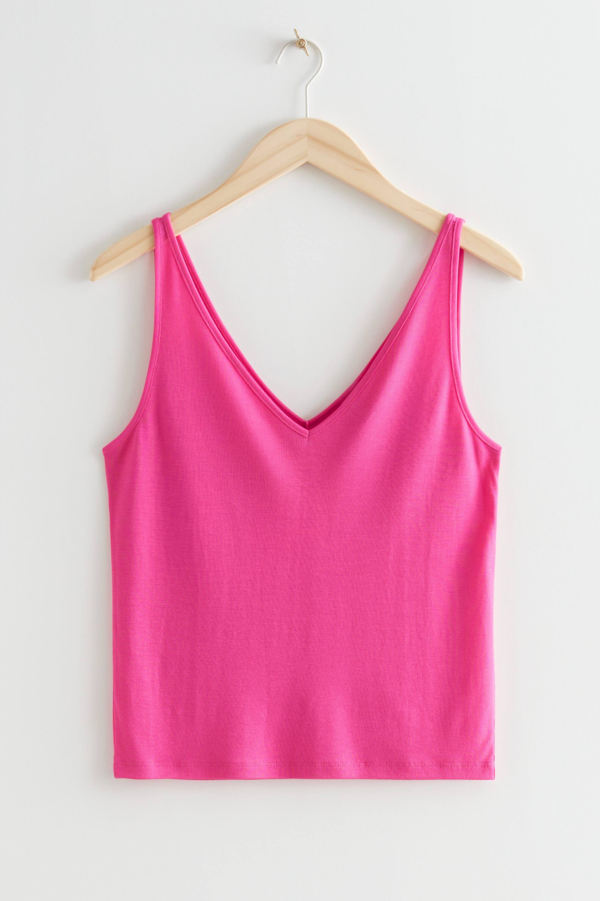 Vis større bilde: Ribbed V-Neck Top - Rosa - Ladies | H&M NO 1