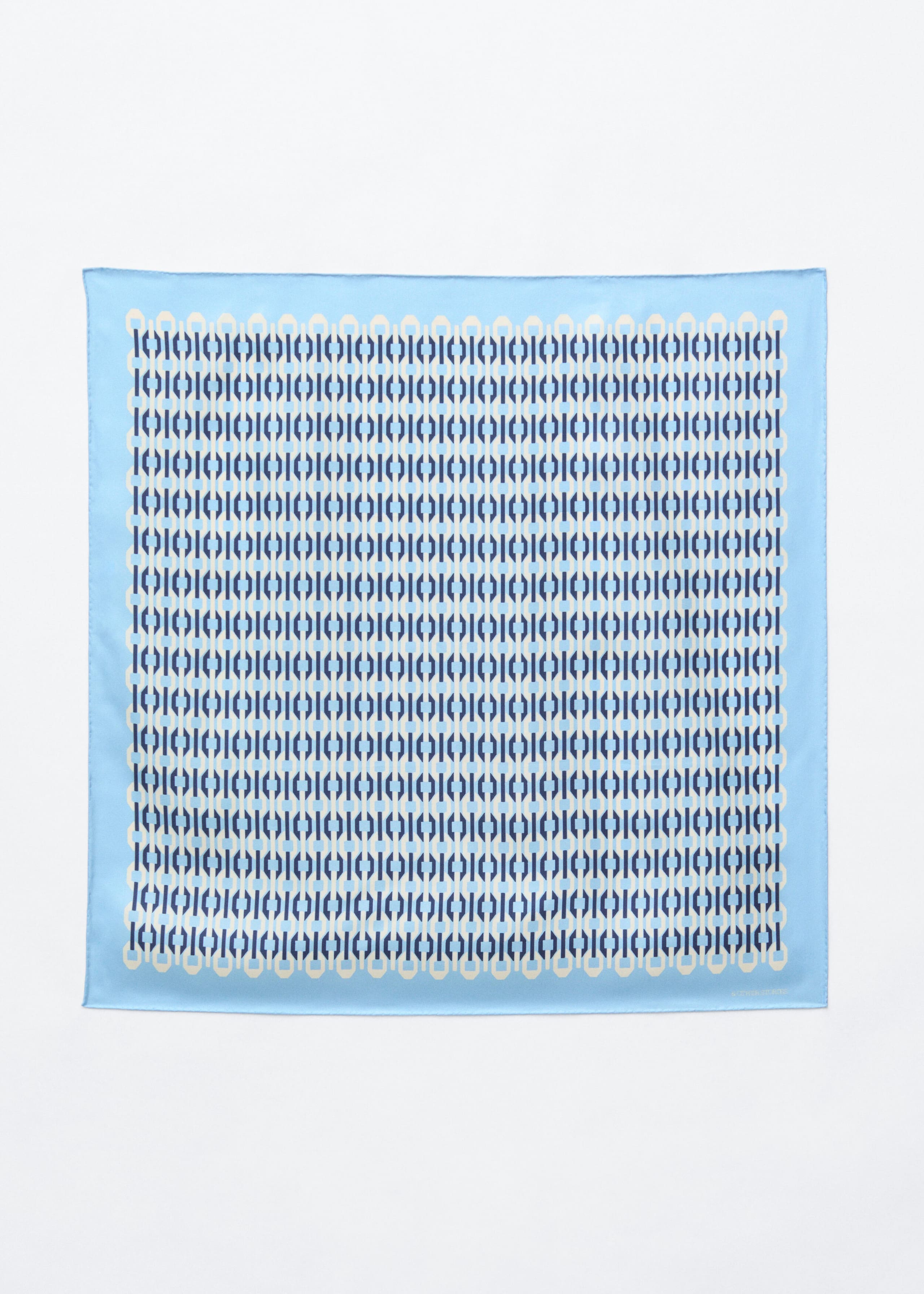 Printed Silk Scarf - Blue/Brown - Still Life