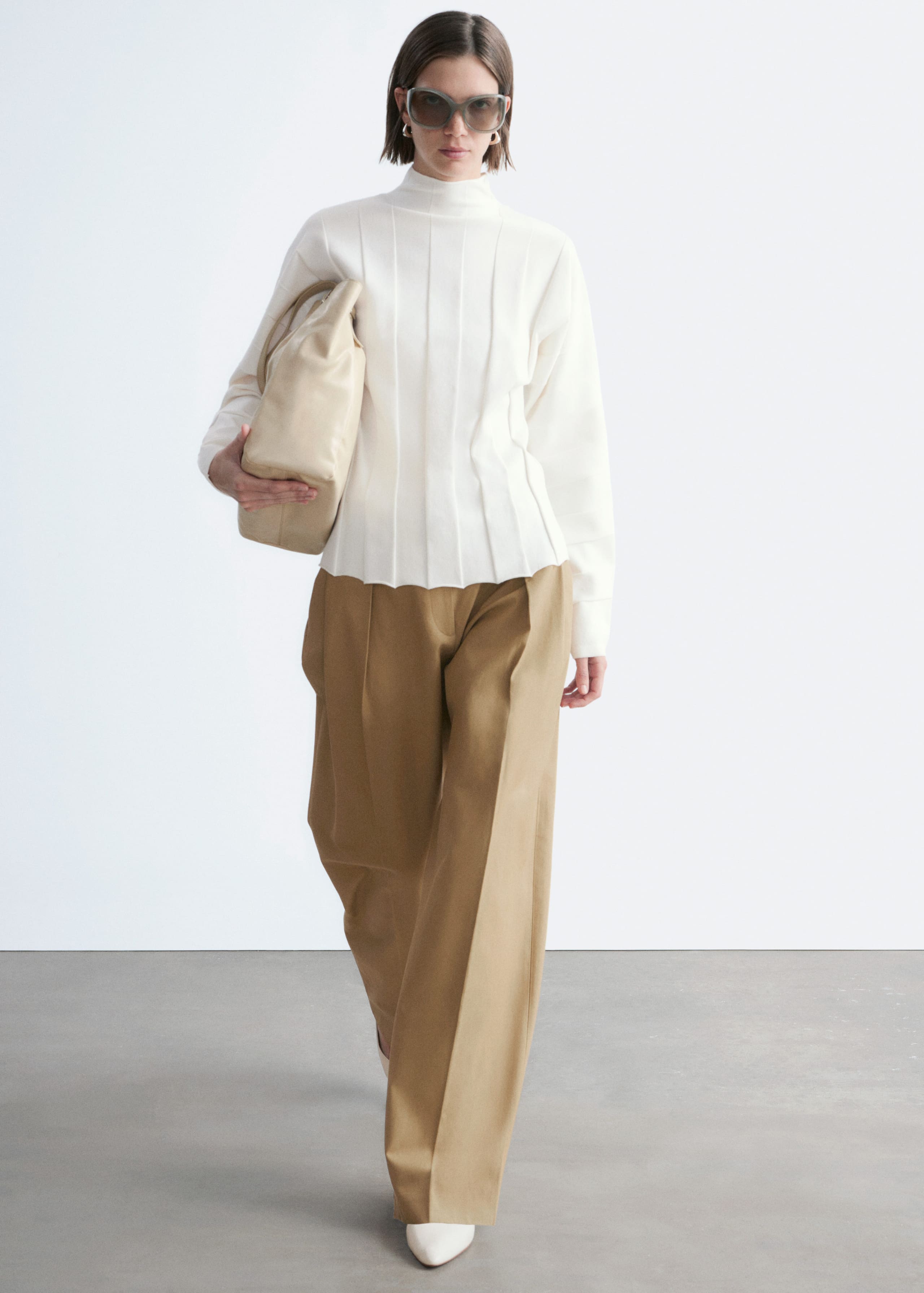 Image of Ribbed Mock-Neck Top