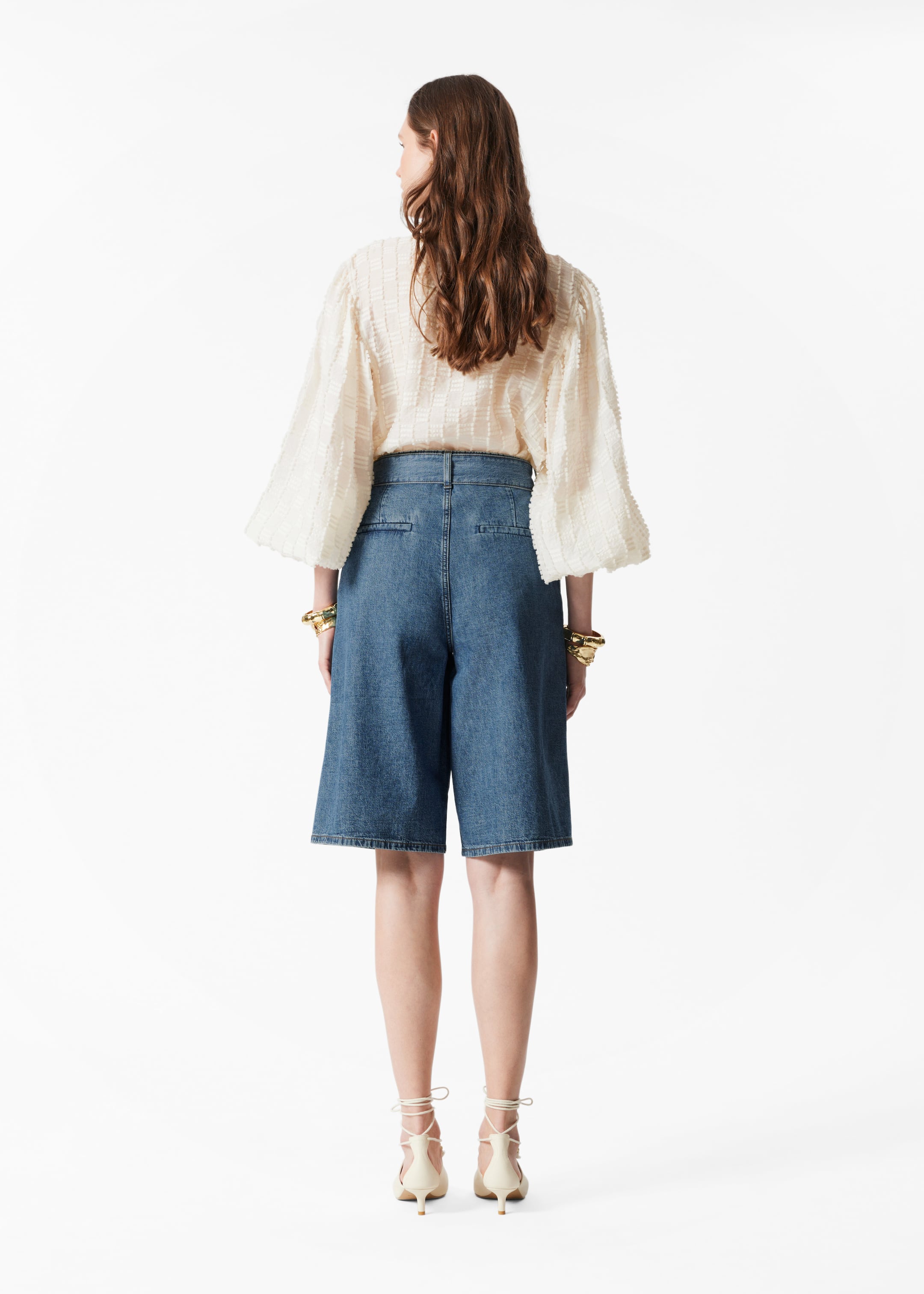 Ingrandisci l'immagine: Long Denim Shorts - Mid Blue - DONNA | H&M CH 3