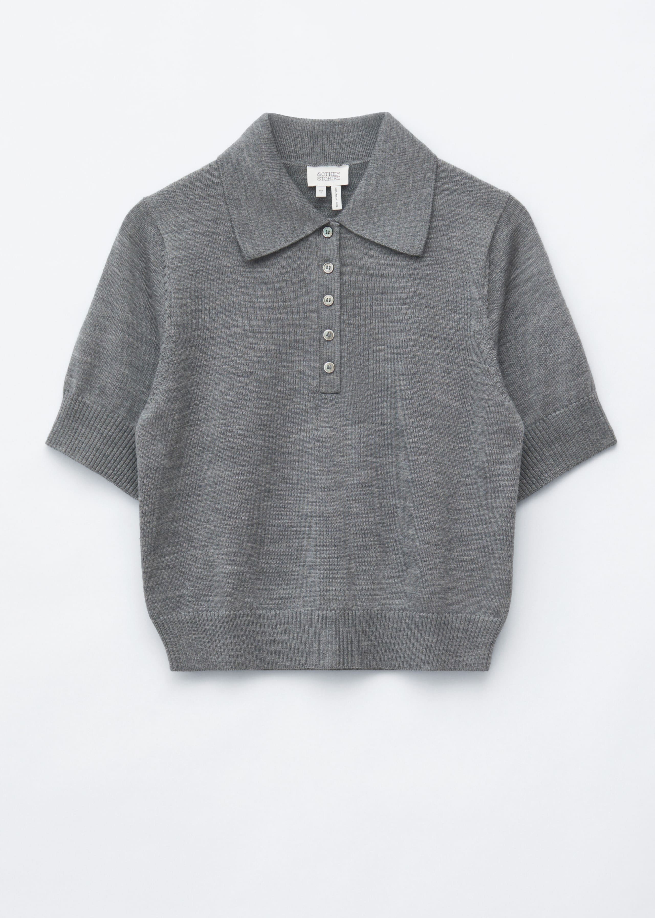 Wool Polo T-Shirt - Dark Grey Melange - Still Life