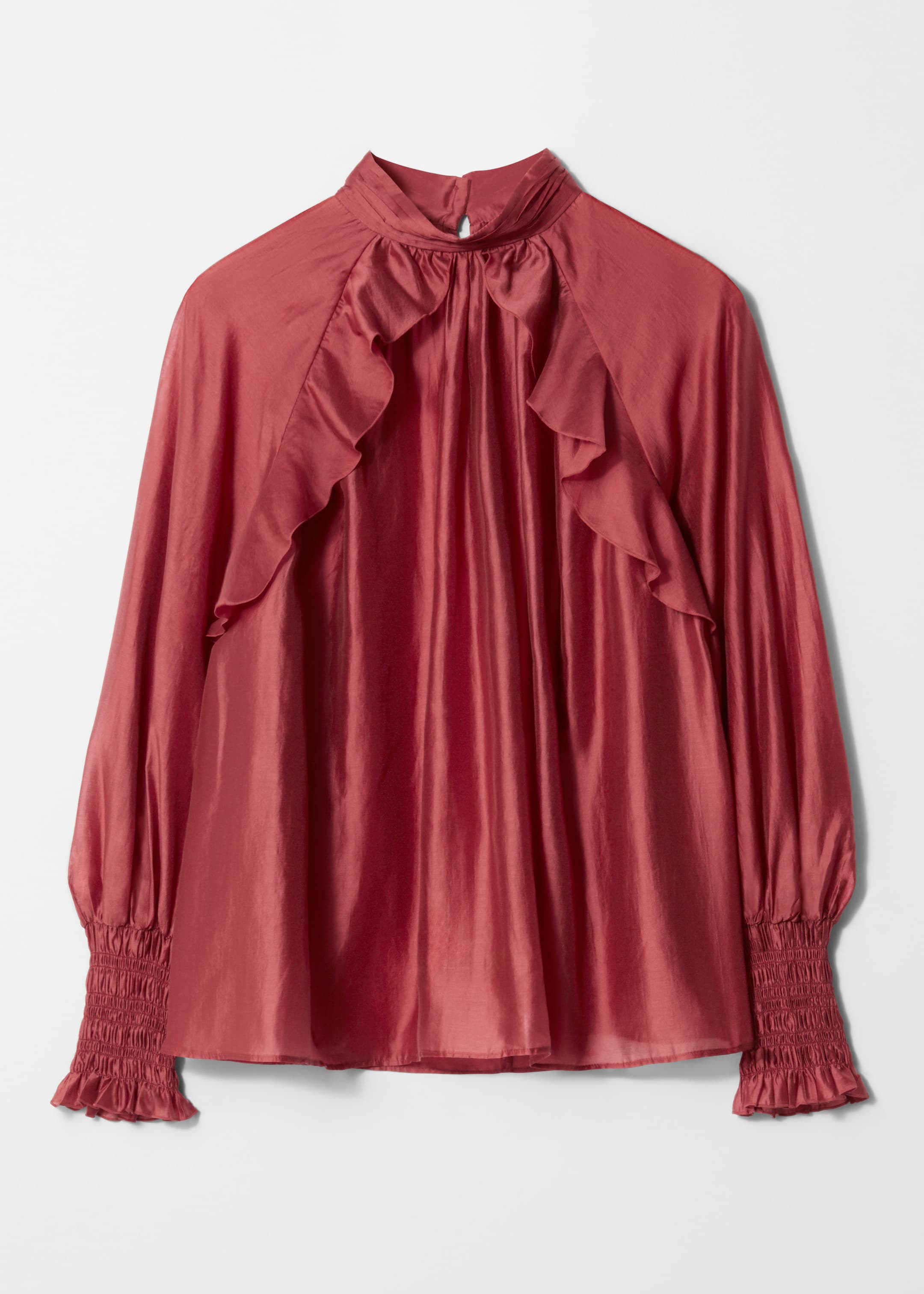 Vis større bilde: Bluse med volanger - Mørkerød - DAME | H&M NO 1