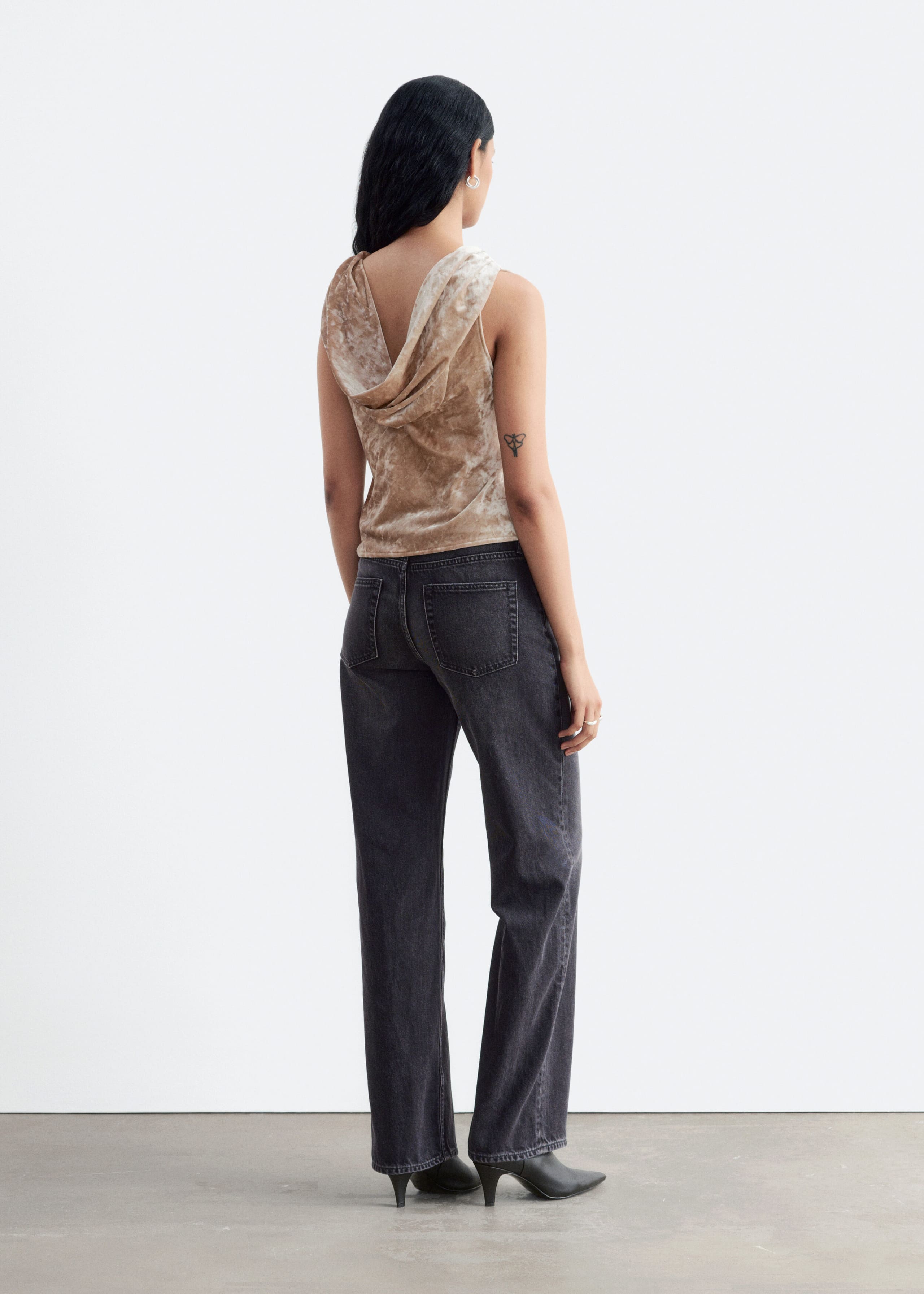 Draped Back Velvet Top - Black - Lookbook