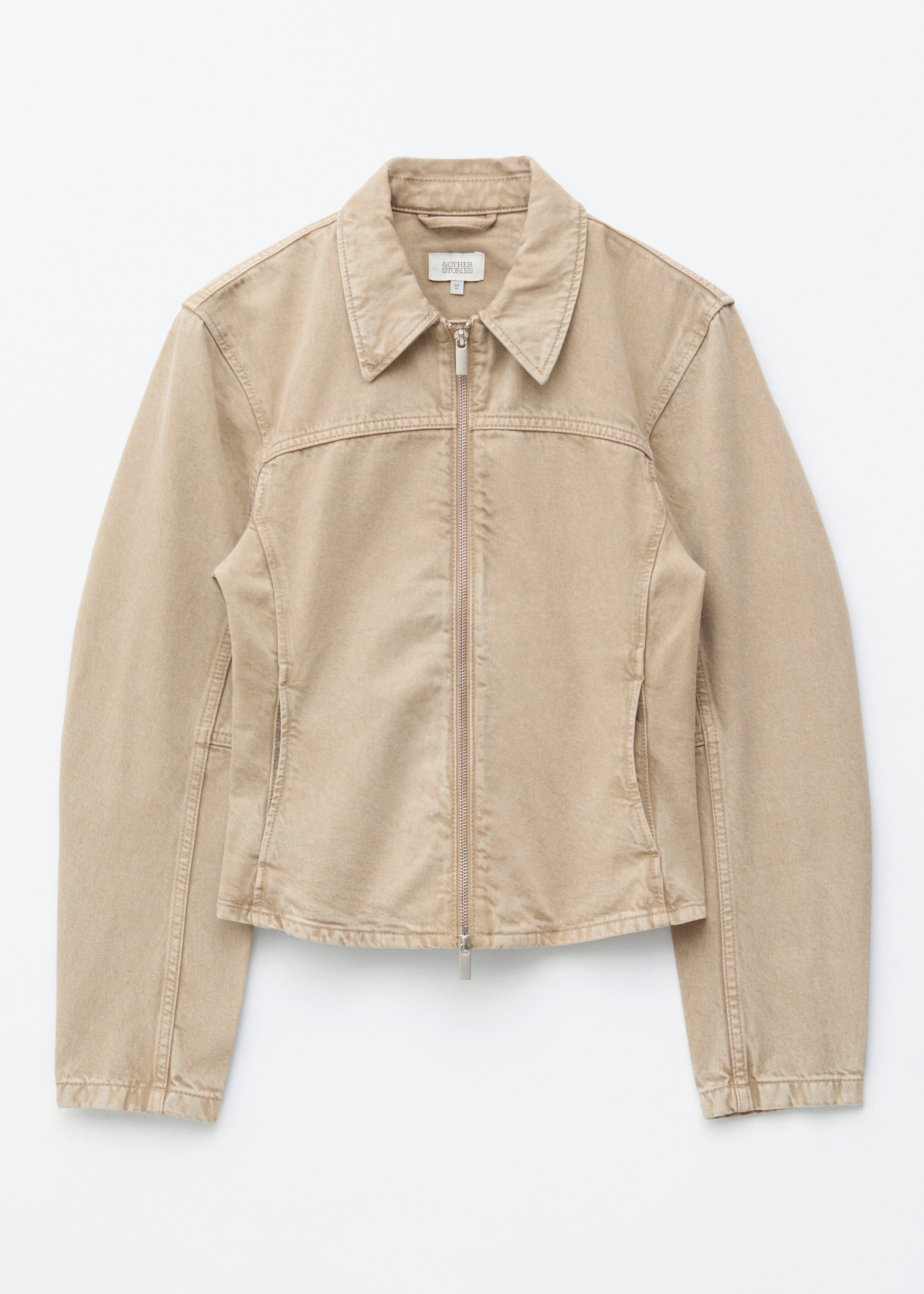 ジャケット・アウター BEIGE X DENIM OVERSIZED coat J.K.T Fitted Zip-Up Denim Jacket - Beige - & Other Stories US