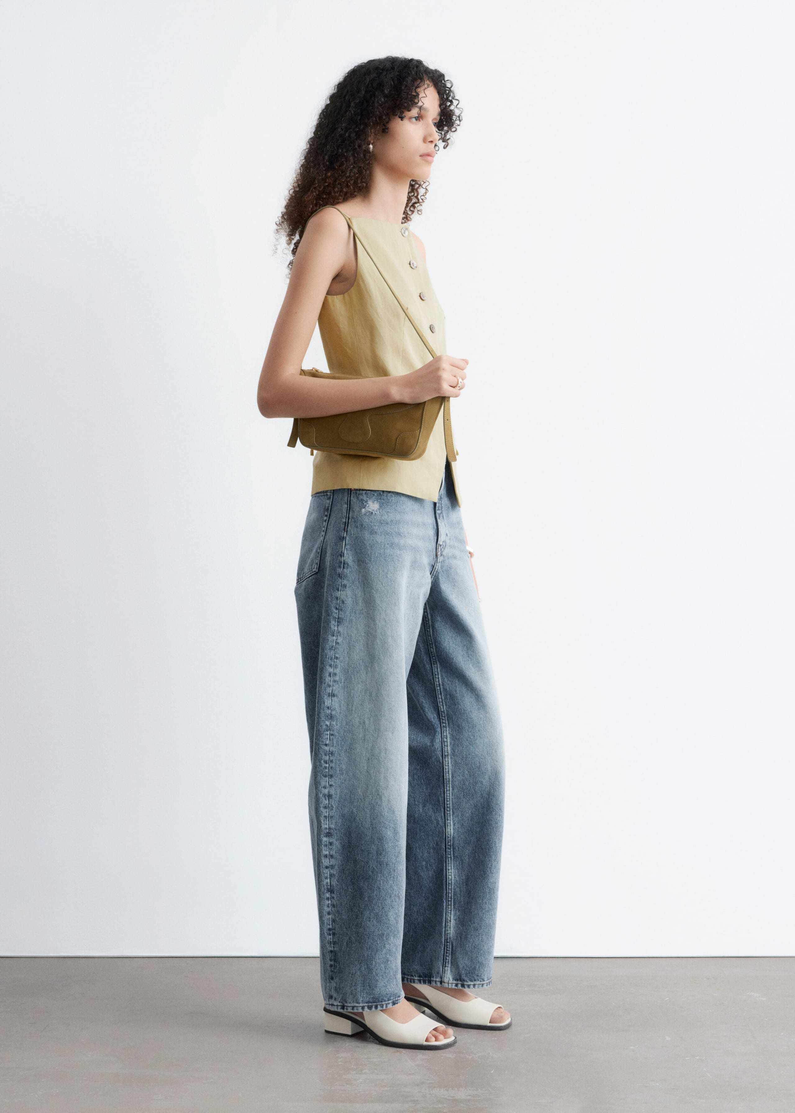 Tailored Vest Top - Yellow - Lookbook