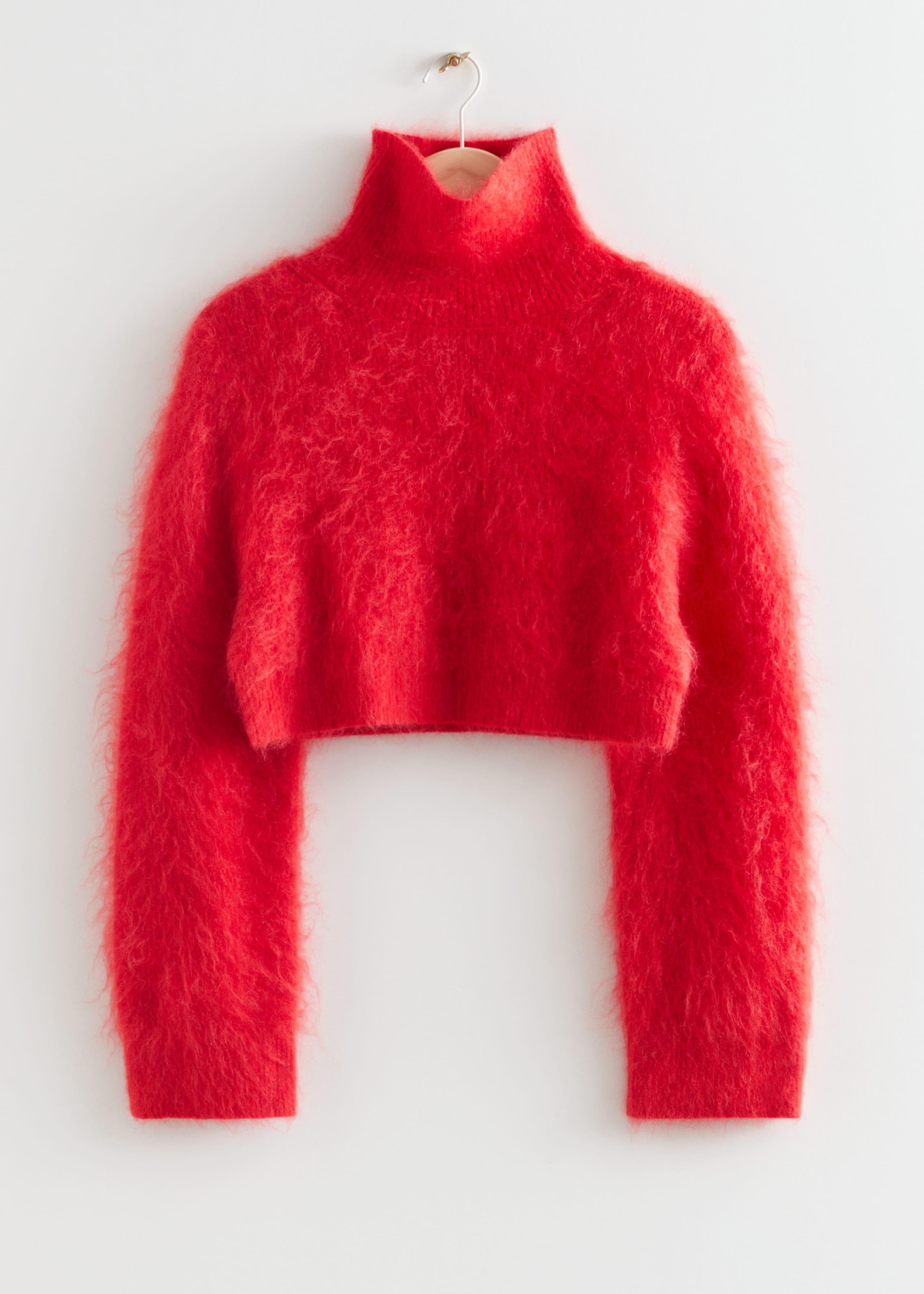 CroppedMockNeckKnitJumper - Red - Bodegón