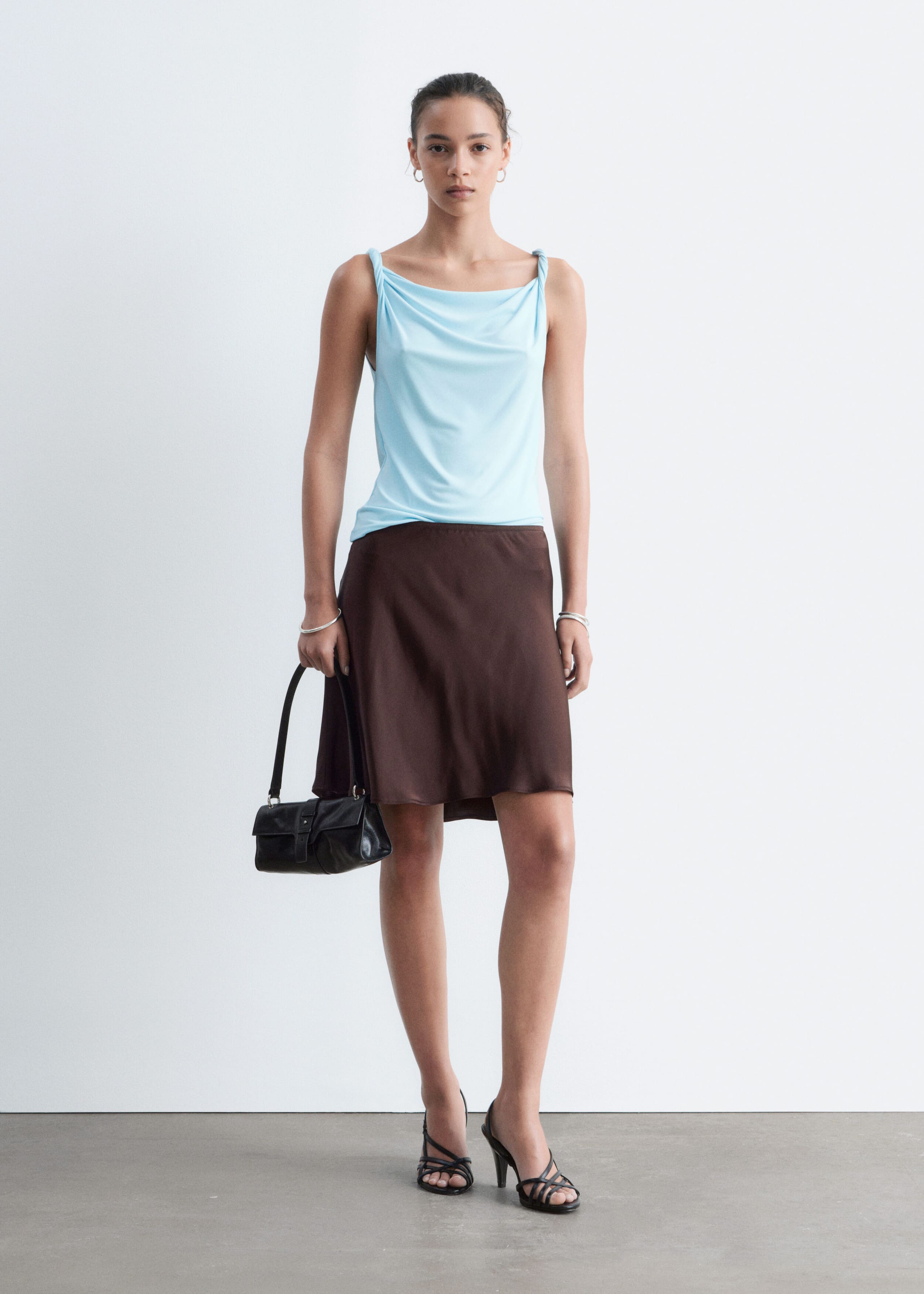 Twist-Shoulder Jersey Top - Light Blue - Lookbook