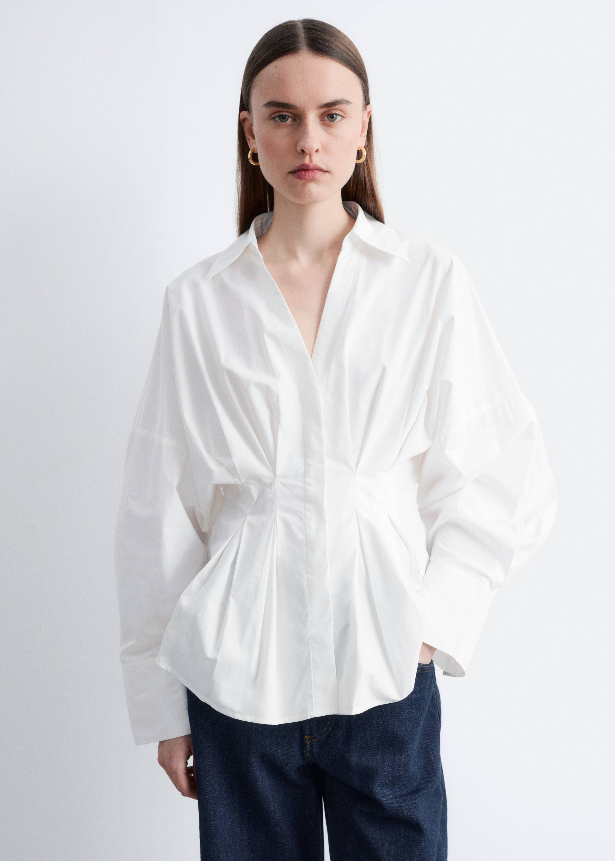 Image of Fitted-Waist Cotton Shirt