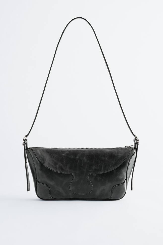 Rectangular Crossbody Bag - Black/Beige - 1