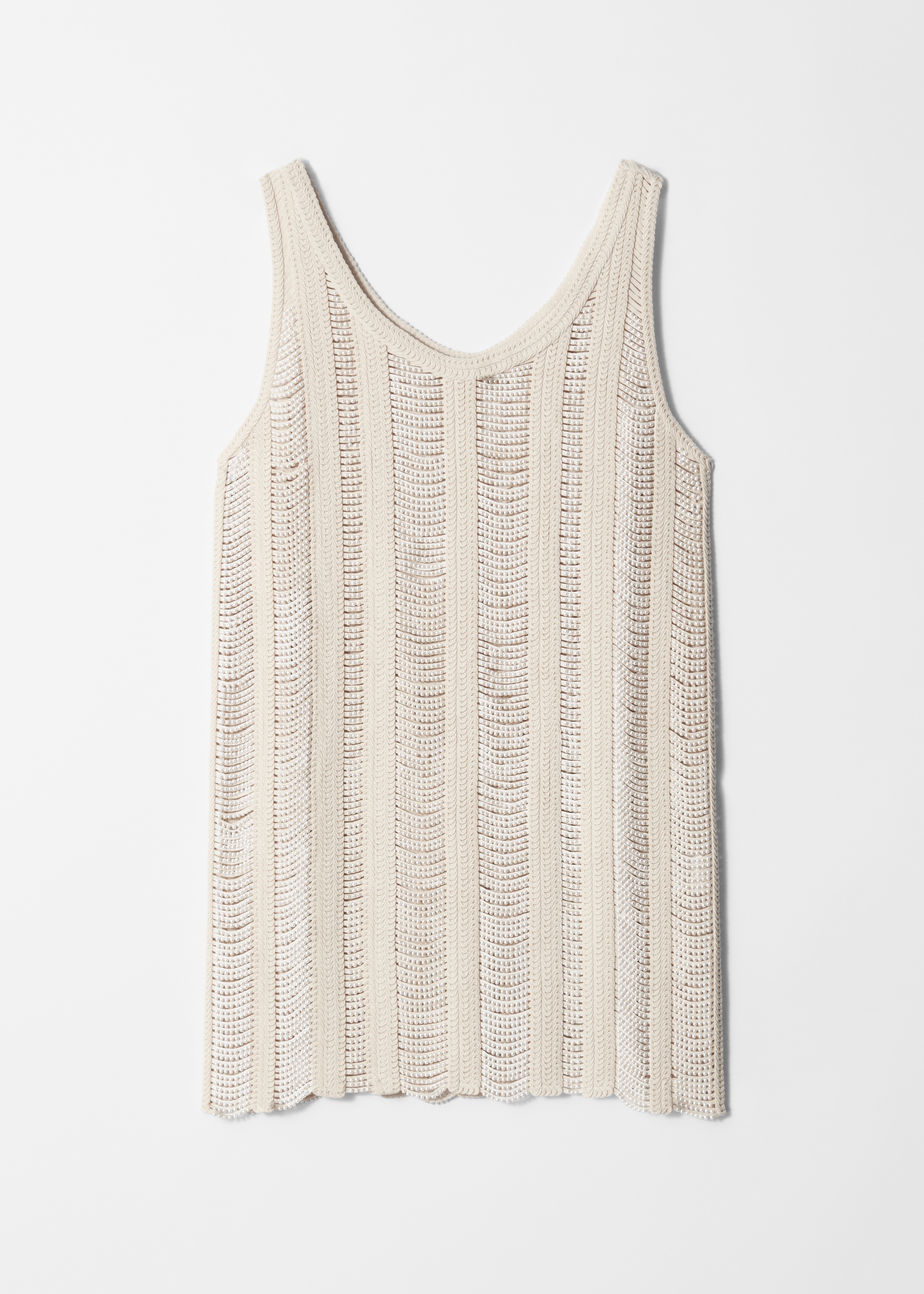 Gebreide mini-jurk met parels - White