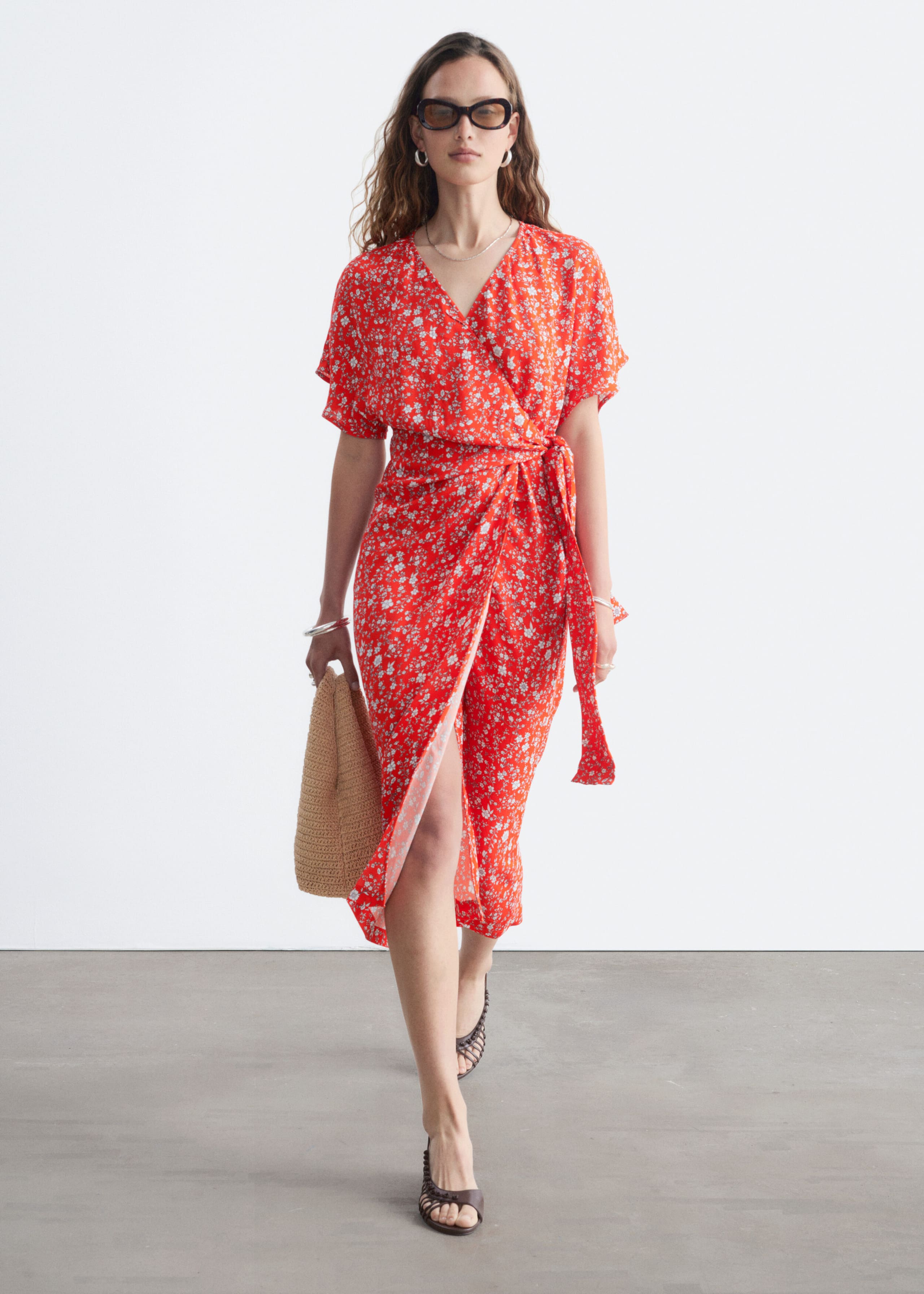 Wrap Midi Dress - Blue/Pink - Still Life