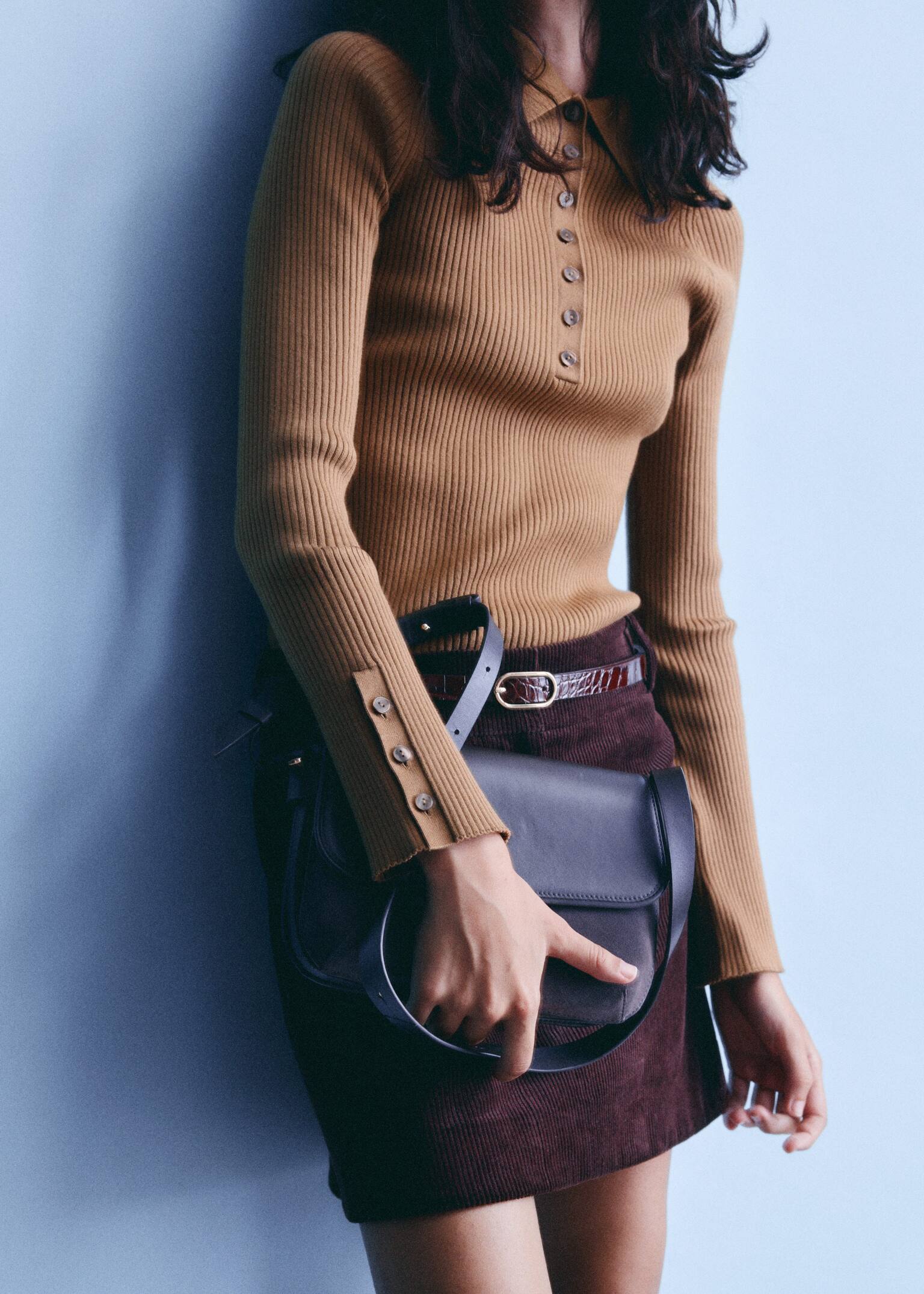 Umhängetasche aus Dual-Leder - Dunkelgreige/Schwarz - 5