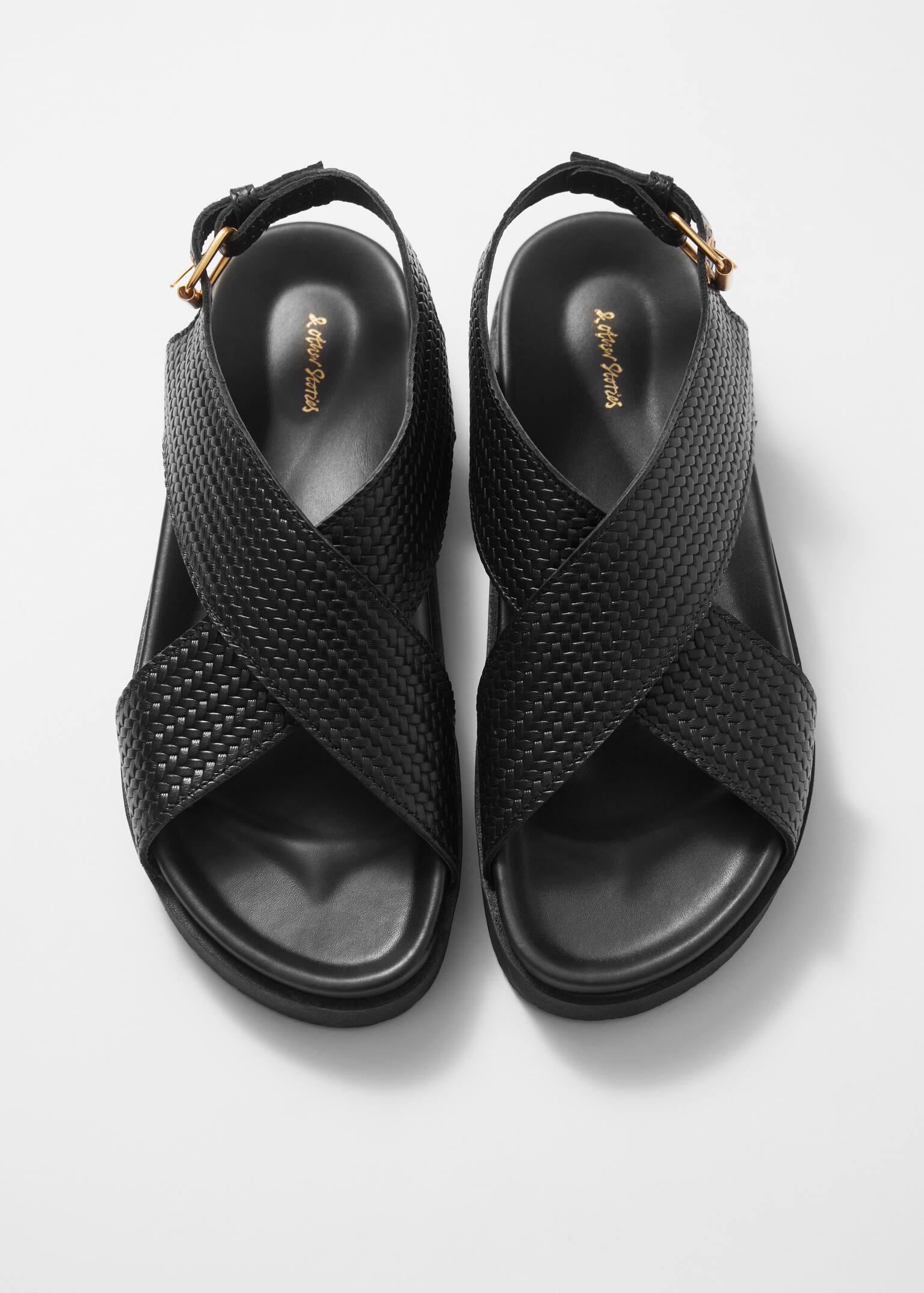 Sandaler i læder med krydsede bånd - Sort - 5