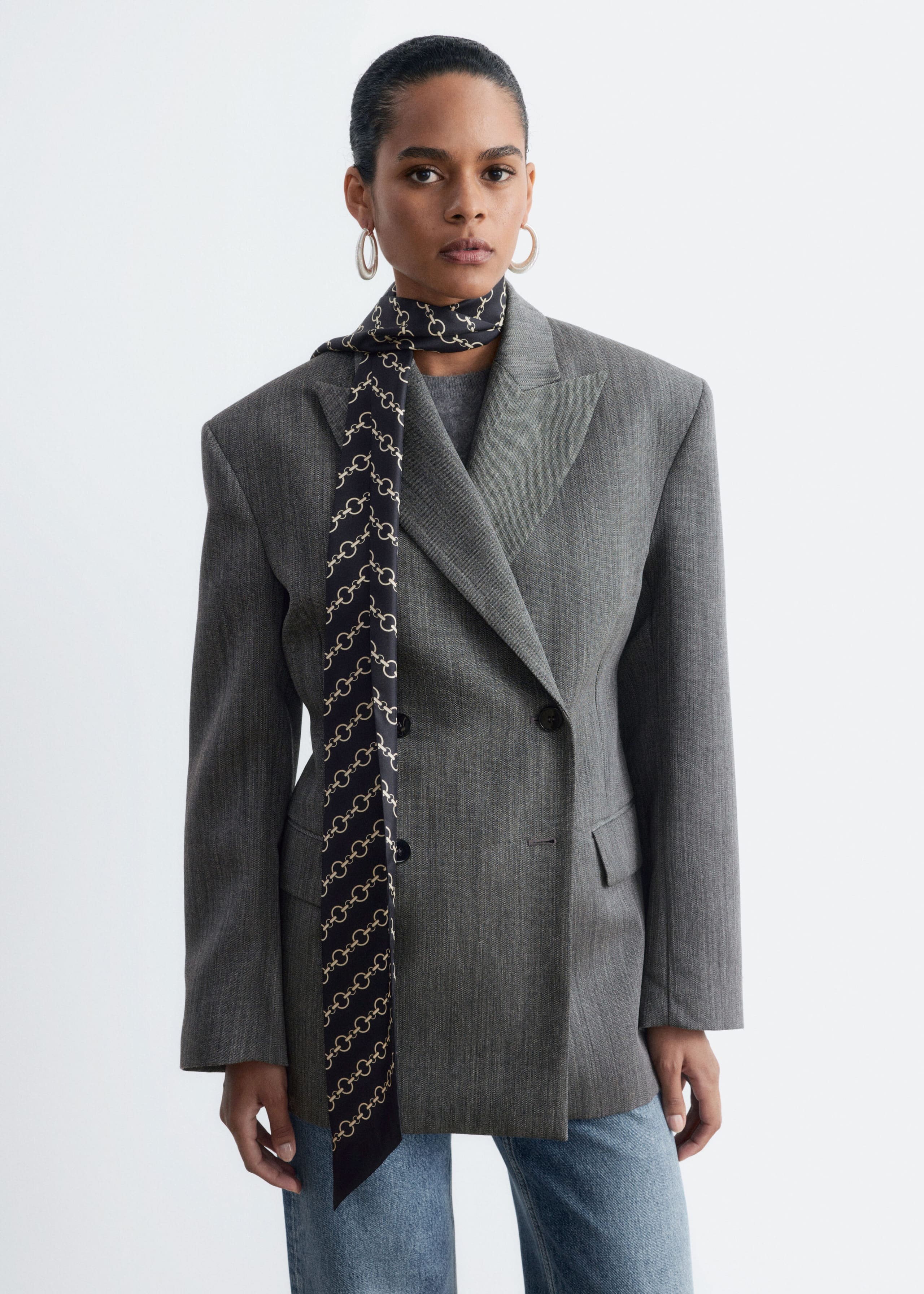 Fitted Wool Blazer - Grey - Lookbook